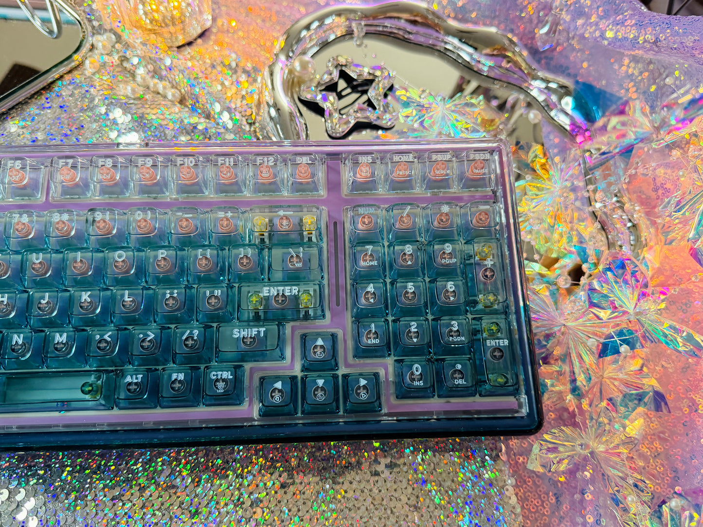 Unboxing Sample For Sales ONLY 1 Instock Prebuilt Einperr Base99 Wireless Mechanical Keyboard with PC Transparent Keycaps, Hot Swappable Custom Keyboard with Number Pad, RGB Backlit, Lulu Switch for Windows Mac - Cosmic Violet