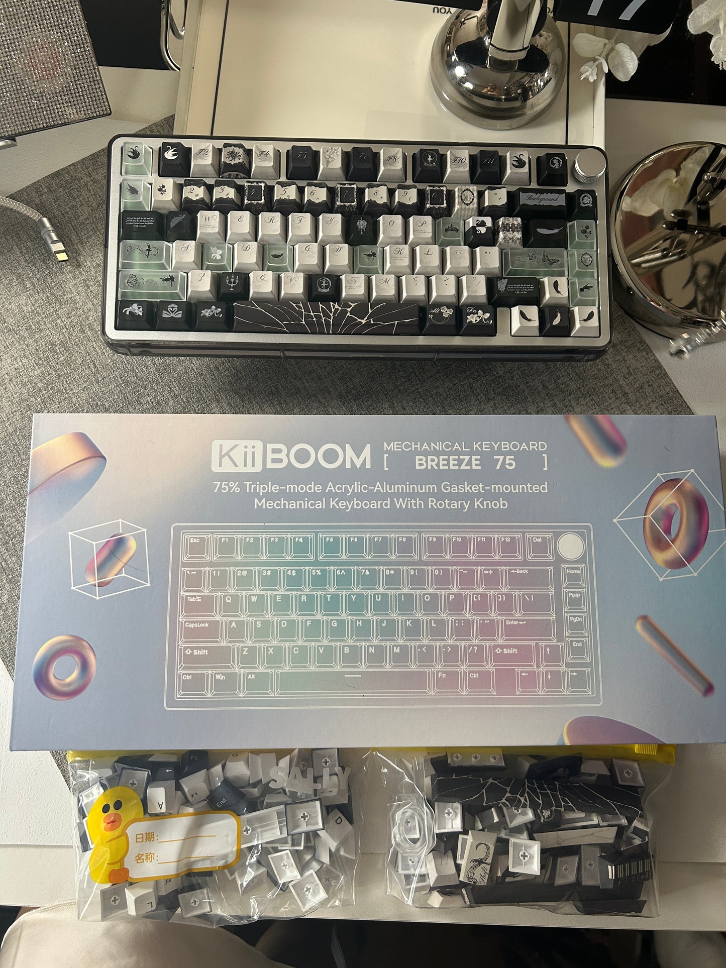 Unboxing Sample For Sales ONLY 1 Instock KiiBOOM Breeze75 Aluminum Tri-Mode Mechanical Customized Keyboard ➕ Ashey Dance Keycap Set(not including pad & decoration)