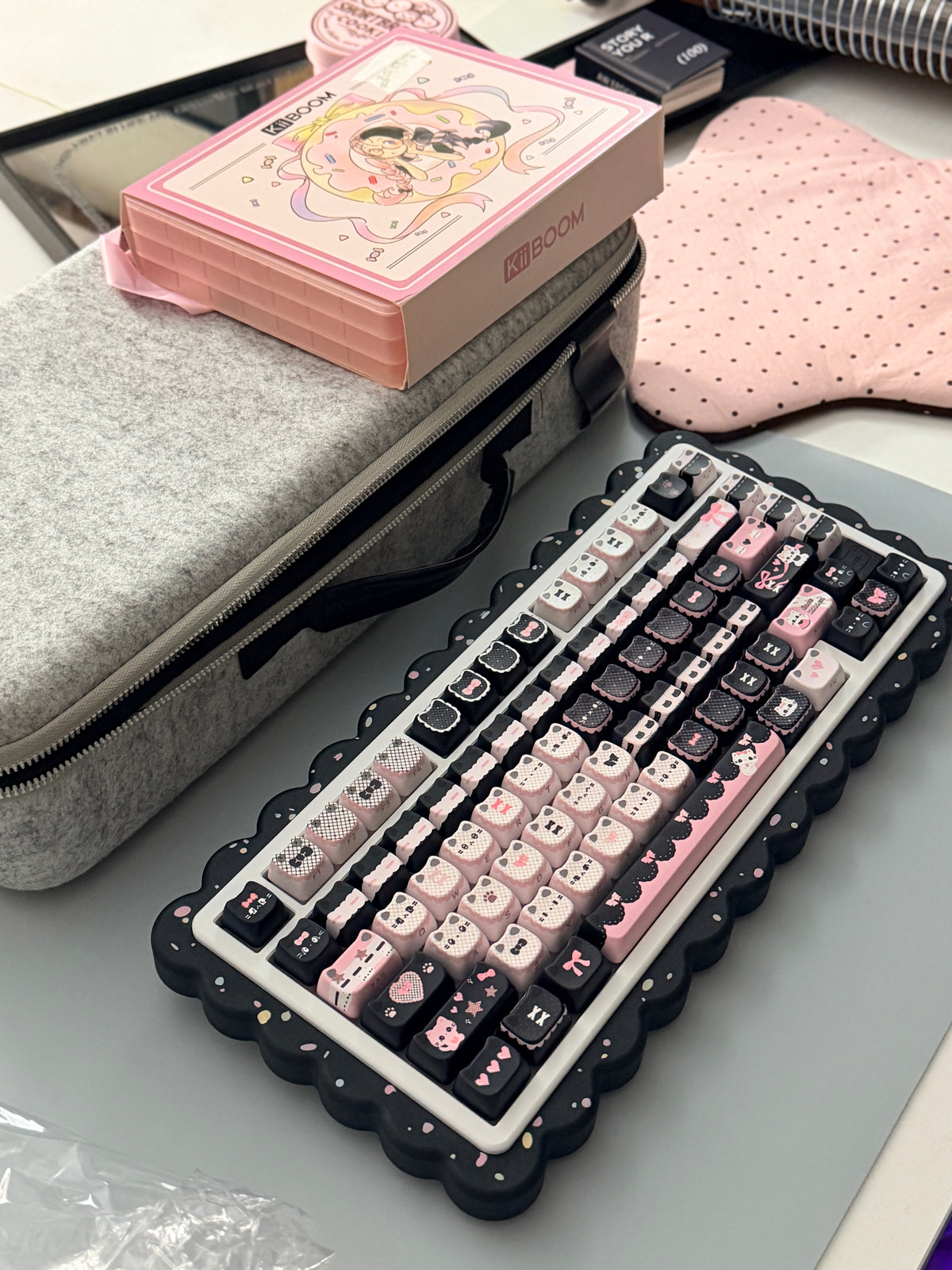 ONLY 1 Instock Prebuilt Aluminum Custom Mechanical Keyboard Cookies75 White Black Sugar Set