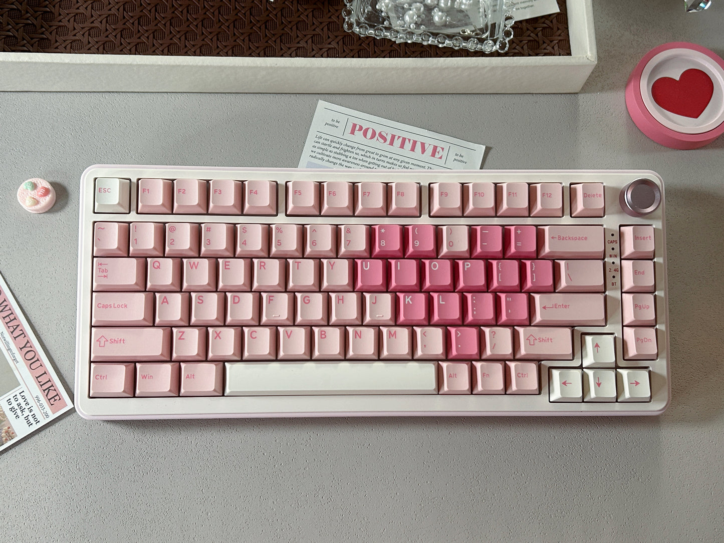 Unboxing Sample For Sales ONLY 1 Instock Pink Heart YUNZII B75 PRO Wireless Mechanical Keyboard,75% Layout with Knob,Hot Swap Gasket Custom Structure,Creamy Pre-lubed Switches,RGB Backlit,Bluetooth/Type-C/2.4G for Win/Mac(Milk Switch,Pink)