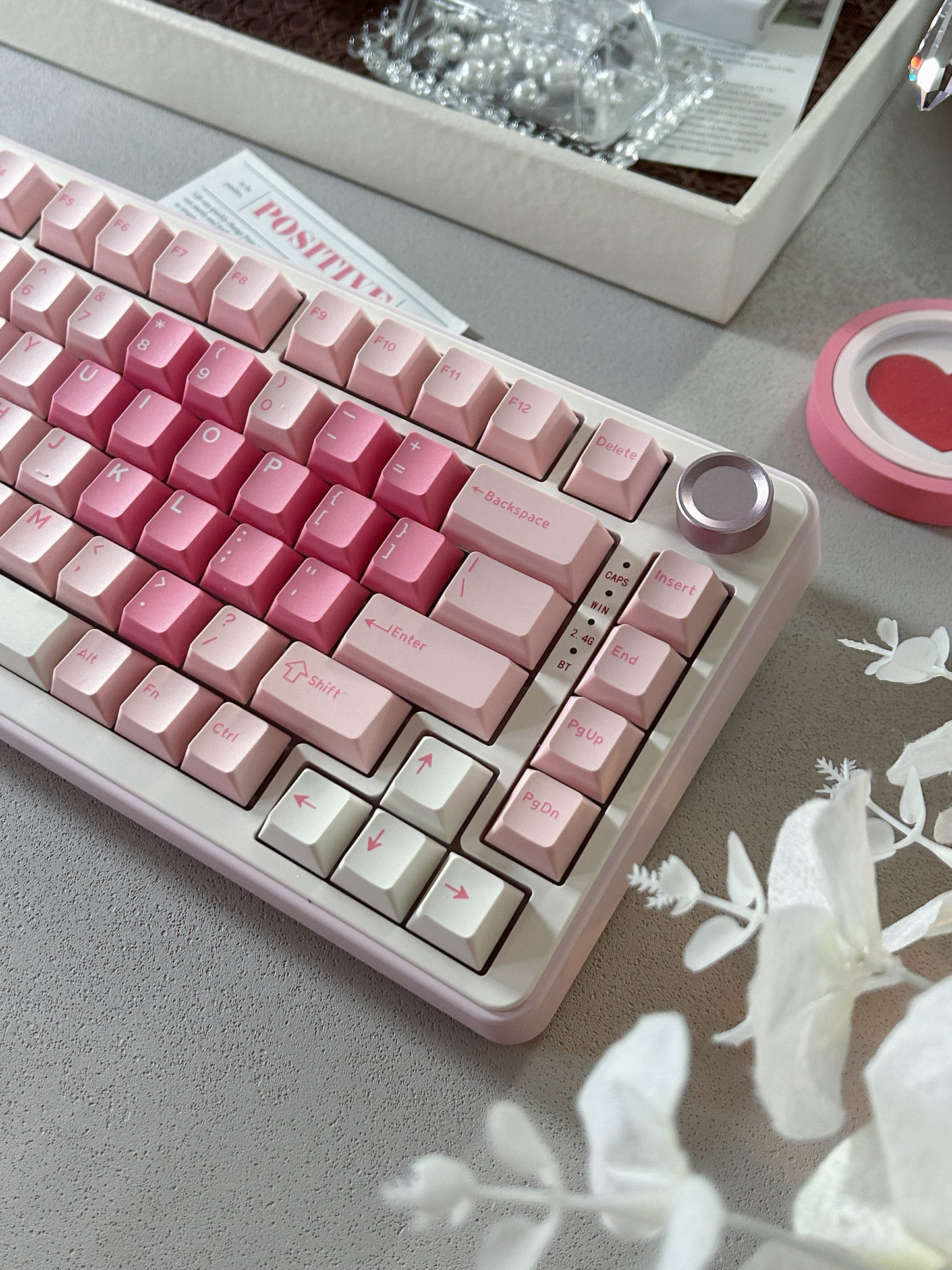 Unboxing Sample For Sales ONLY 1 Instock Pink Heart YUNZII B75 PRO Wireless Mechanical Keyboard,75% Layout with Knob,Hot Swap Gasket Custom Structure,Creamy Pre-lubed Switches,RGB Backlit,Bluetooth/Type-C/2.4G for Win/Mac(Milk Switch,Pink)