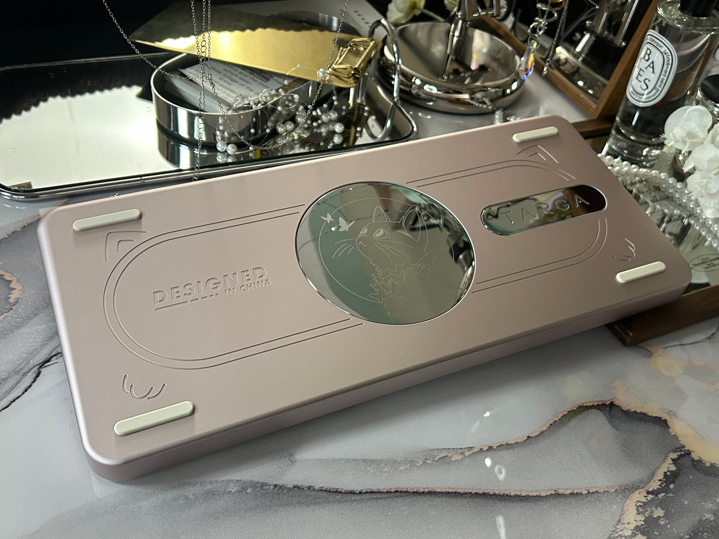 ONLY 1 Instock Prebuilt Aluminum Customized Mechanical Keyboard Targa98 Silver Pink Set