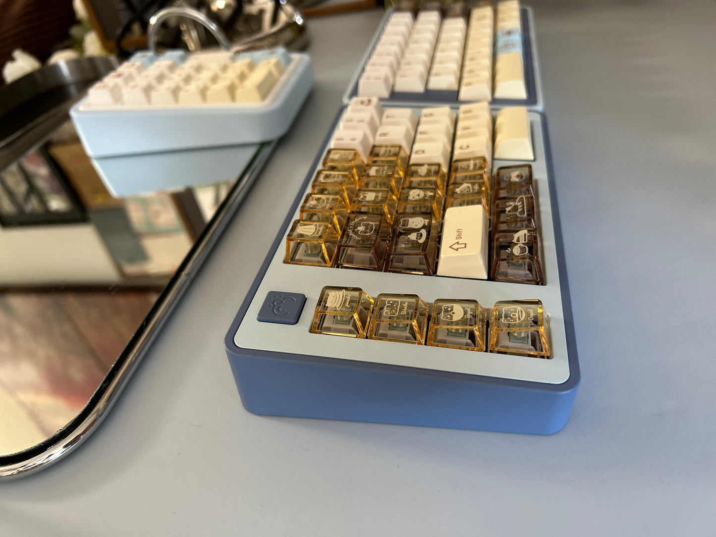 Preorder Prebuilt Aluminum Customized Mechanical Keyboard BLOCKboy split65 dark and light Blue set