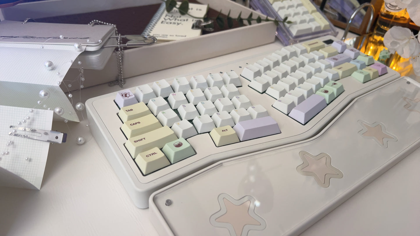 Prebuilt Aluminum Customized Mechanical Keyboard Staralice Ergonomic Cream White Set With Wristrest(not including number pad)