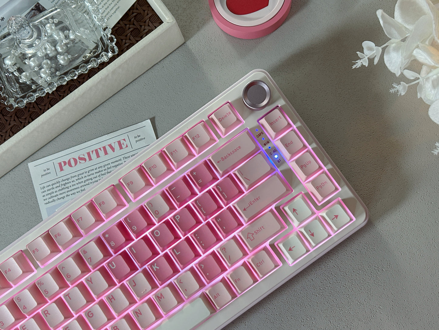 Unboxing Sample For Sales ONLY 1 Instock Pink Heart YUNZII B75 PRO Wireless Mechanical Keyboard,75% Layout with Knob,Hot Swap Gasket Custom Structure,Creamy Pre-lubed Switches,RGB Backlit,Bluetooth/Type-C/2.4G for Win/Mac(Milk Switch,Pink)