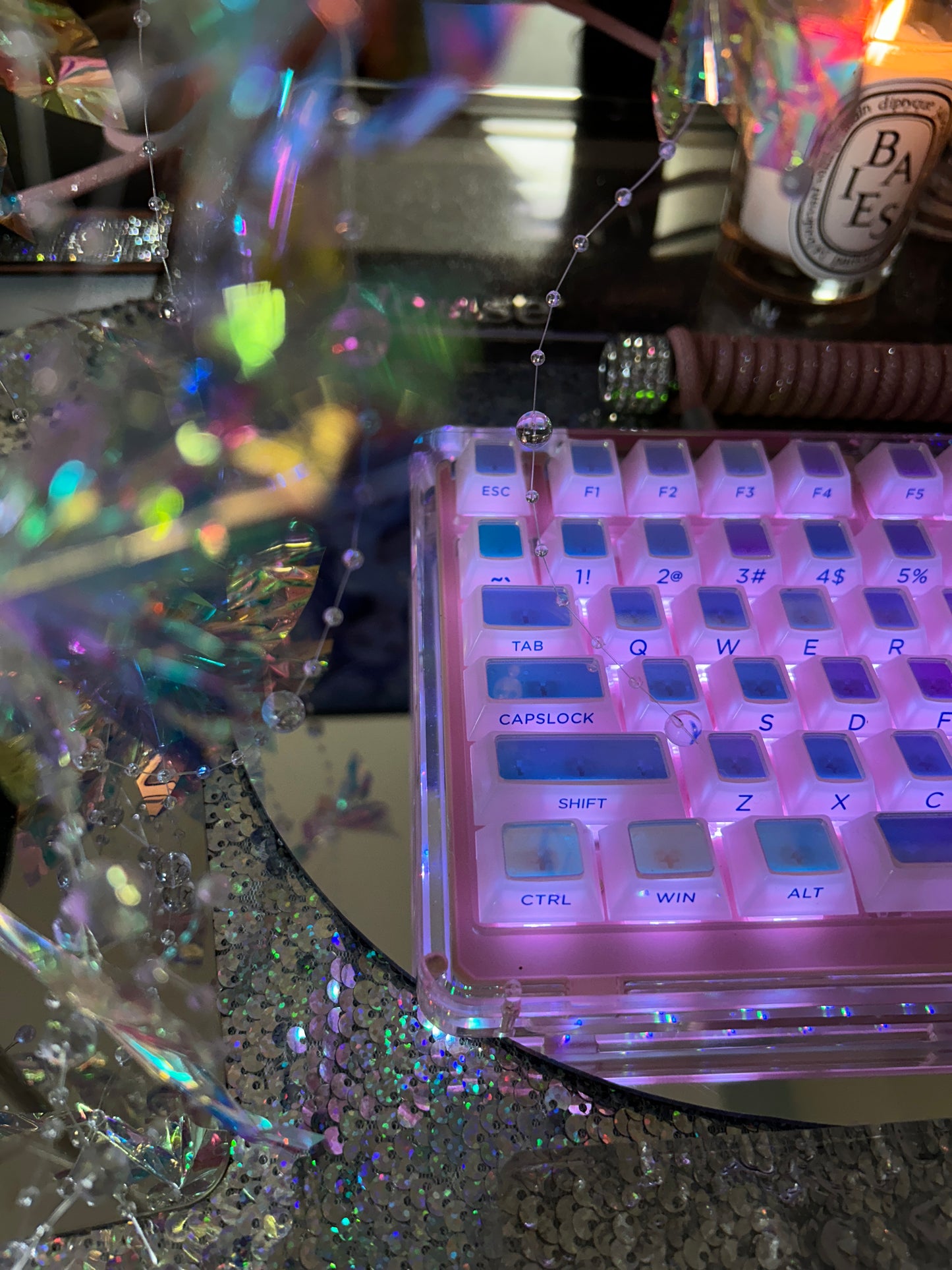#0164 Cloud Edge Butterfly Phantom Laser Keycap Side Engraved Multi-sided Color-changing Keycap Cherry Profile