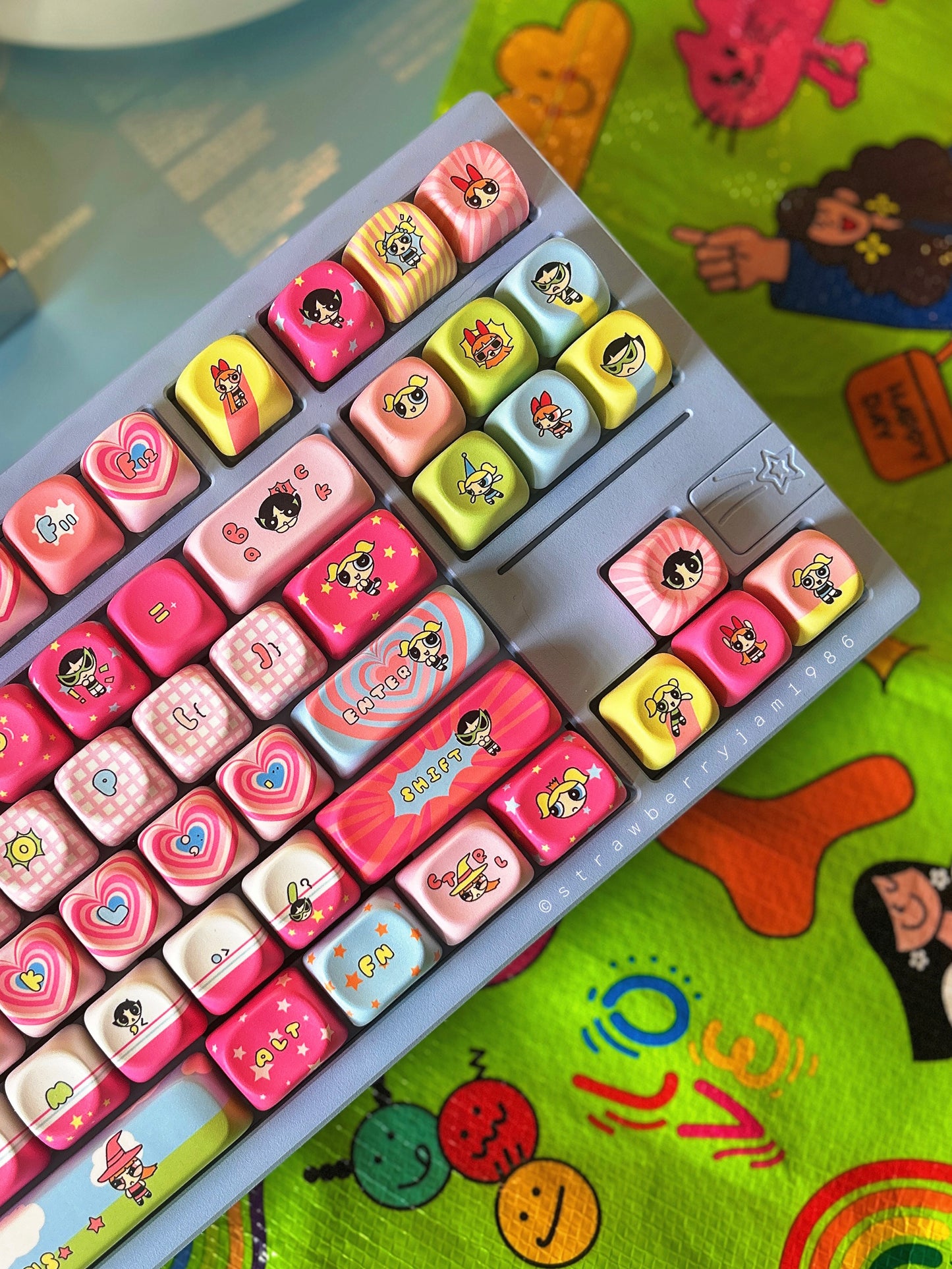 Preorder Prebuilt Aluminum Customized Mechanical Keyboard Galaxy80 Set With The Powerpuff Girl Keycap