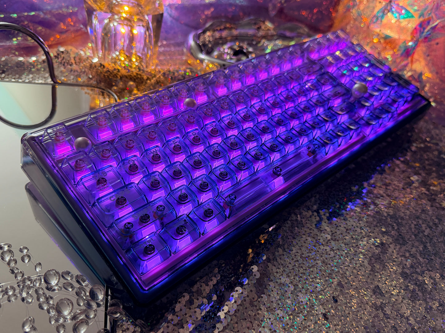 Unboxing Sample For Sales ONLY 1 Instock Prebuilt Einperr Base99 Wireless Mechanical Keyboard with PC Transparent Keycaps, Hot Swappable Custom Keyboard with Number Pad, RGB Backlit, Lulu Switch for Windows Mac - Cosmic Violet