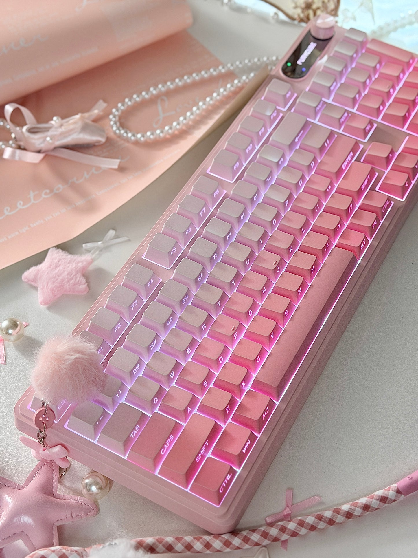 Unboxing For SALEs IP98 Wireless Gaming Keyboard - Wireless Keyboard with RGB Backlighting, IPX8 Water Resistance, and Side Printed PBT Translucent Keycaps, Suitable for Gaming or Work (Pink White)