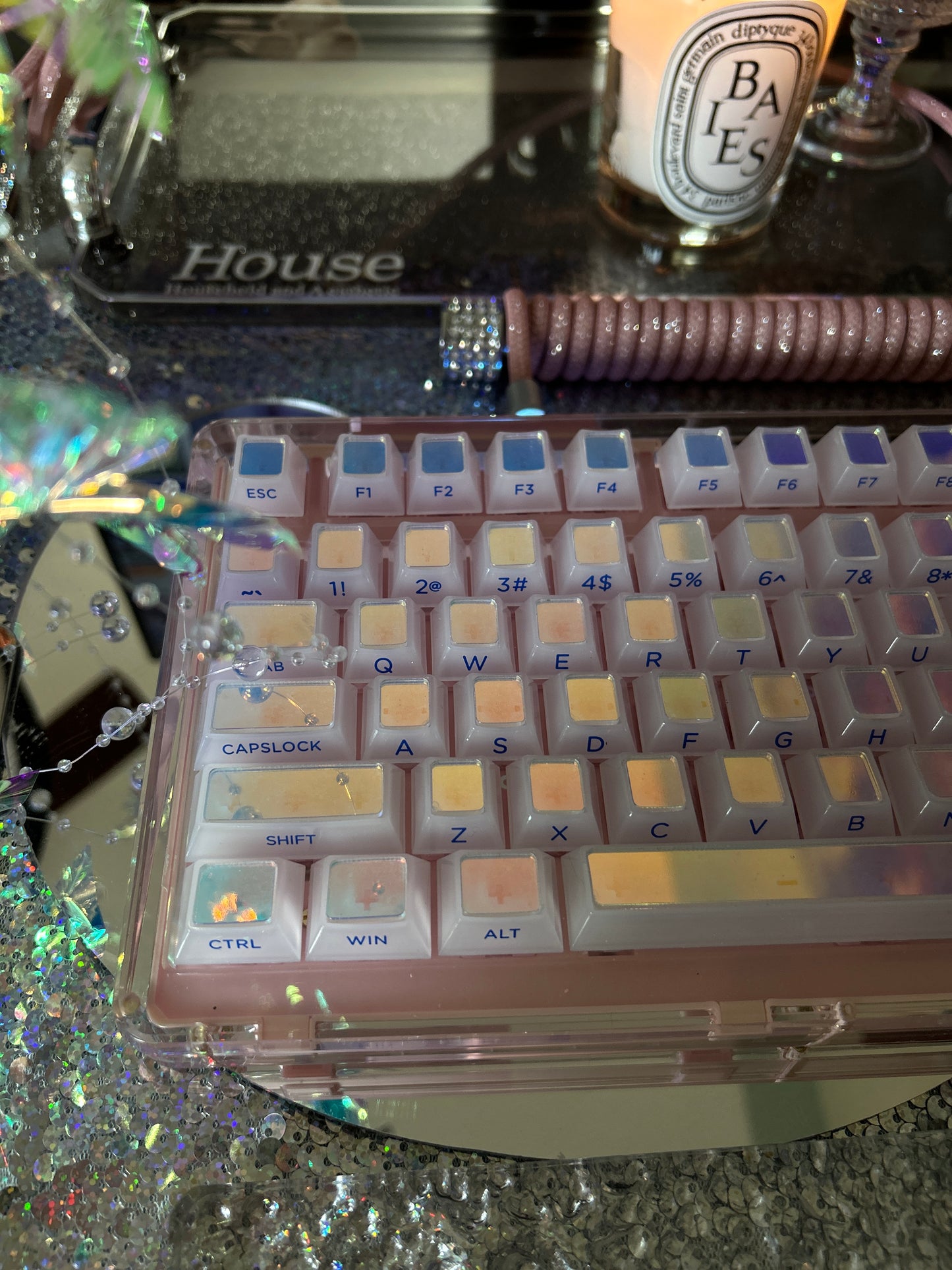 #0164 Cloud Edge Butterfly Phantom Laser Keycap Side Engraved Multi-sided Color-changing Keycap Cherry Profile