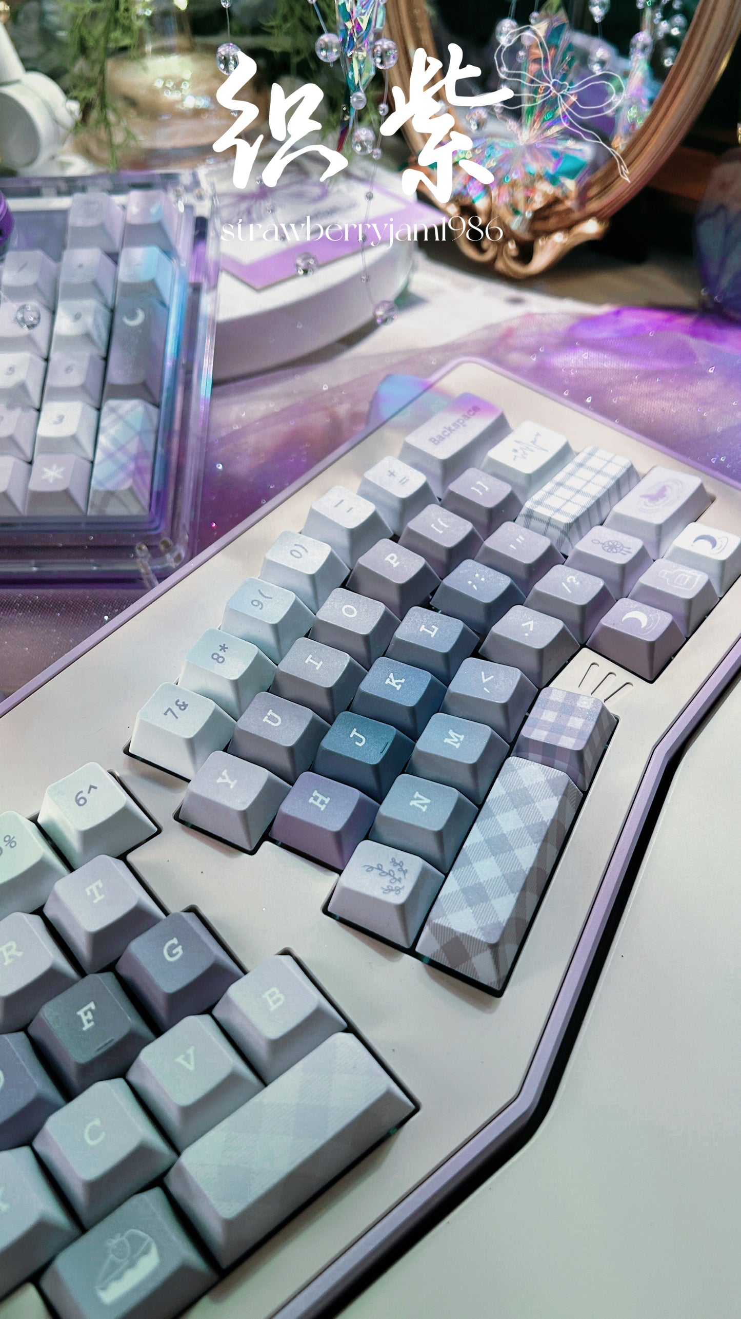 ONLY 1 INSTOCK Prebuilt Aluminum Customized Mechanical Keyboard PURPULE KITTENALICE ERGONOMIC CAT KEYBOARD SET with Wristrest
