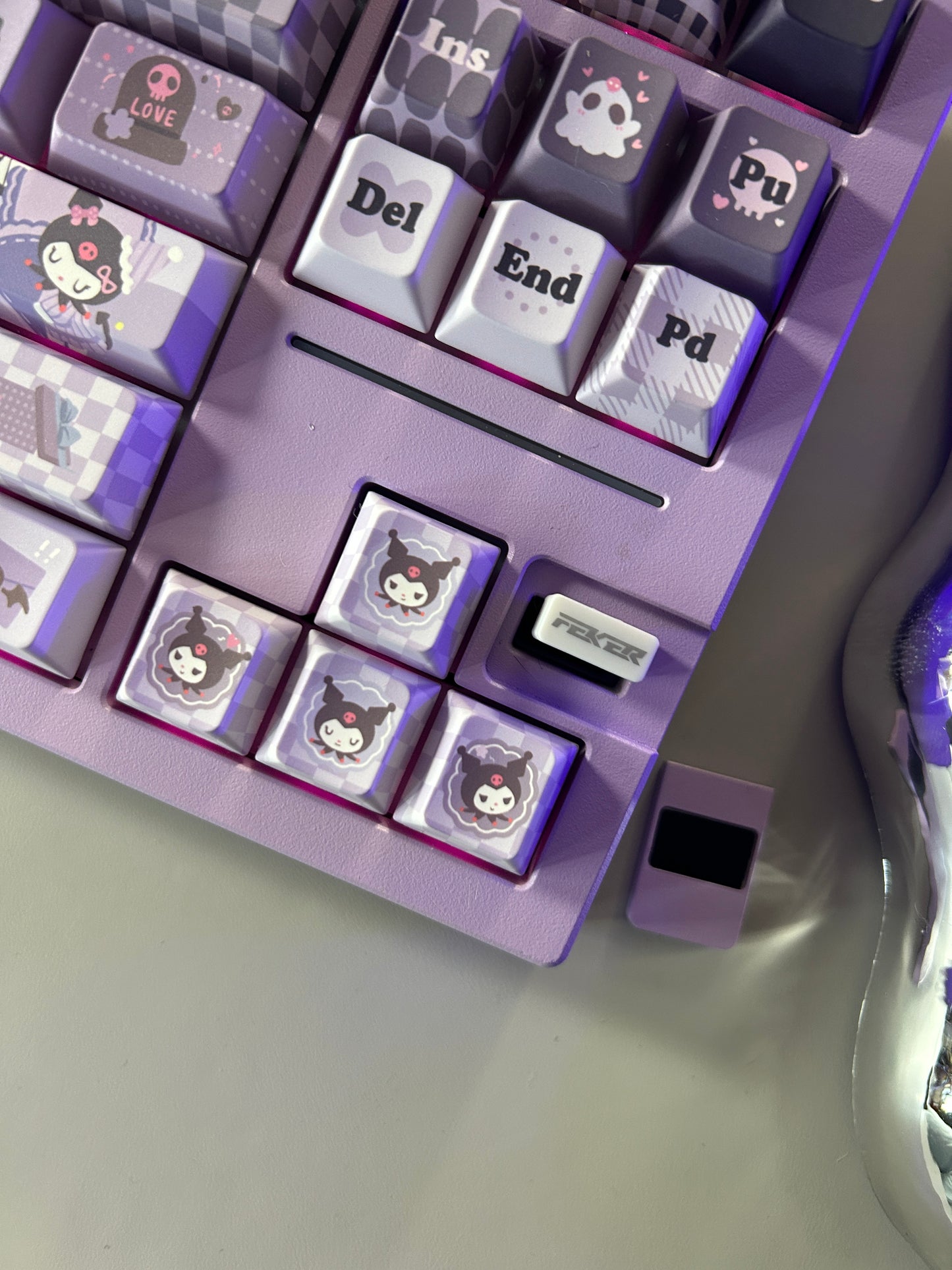 Unboxing Sample For Sales ONLY 1 Instock Feker Galaxy80 Purple Tri-Mode Mechanical Keyboard ➕Kuromi Themed Keycaps(not including Pad or black lace and bow decoration)