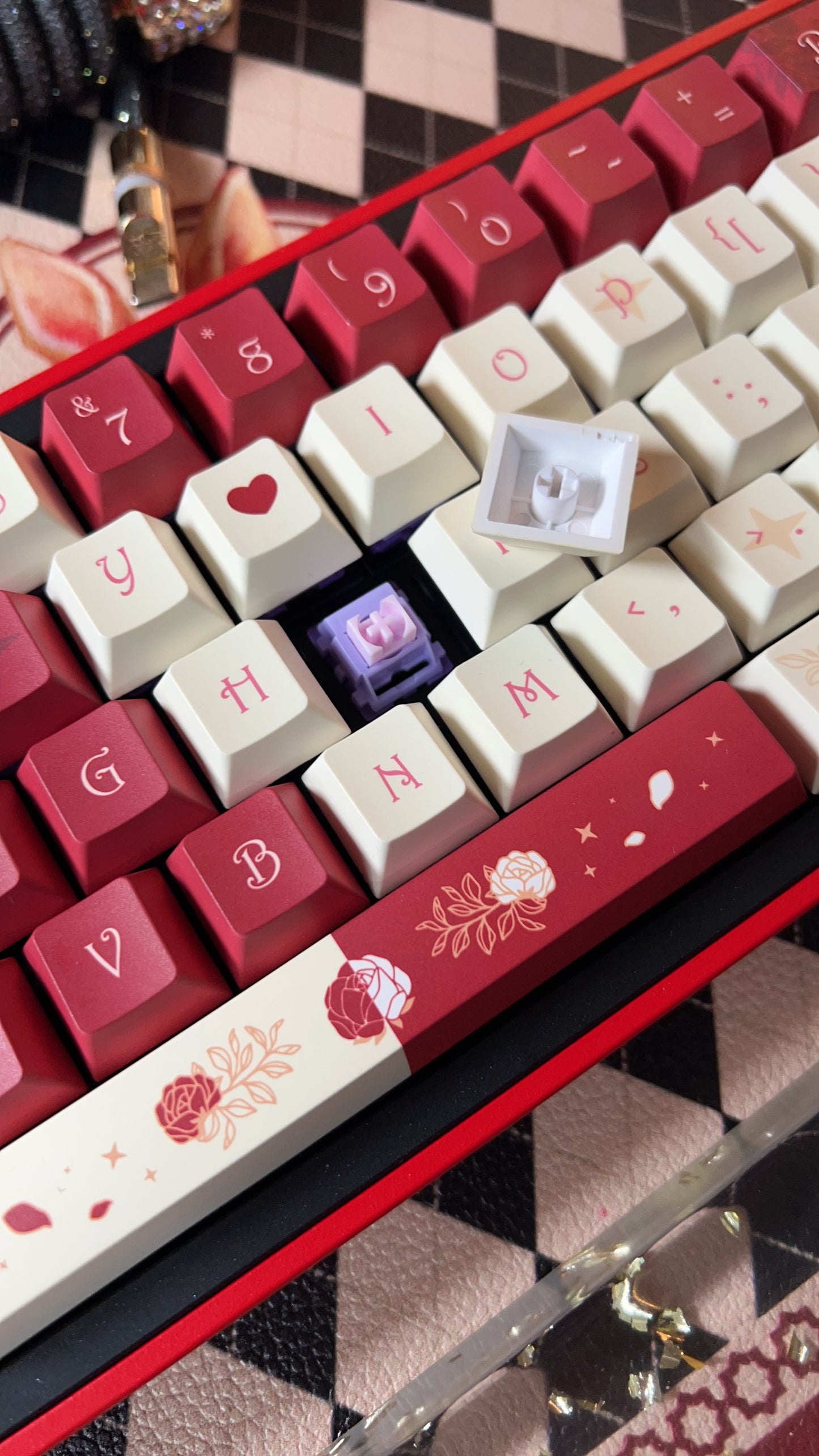 PREORDER Prebuilt Aluminum Black Red Rose Customized Mechanical Keyboard LOVELETTER65 set(not including Wristrest or number pad)
