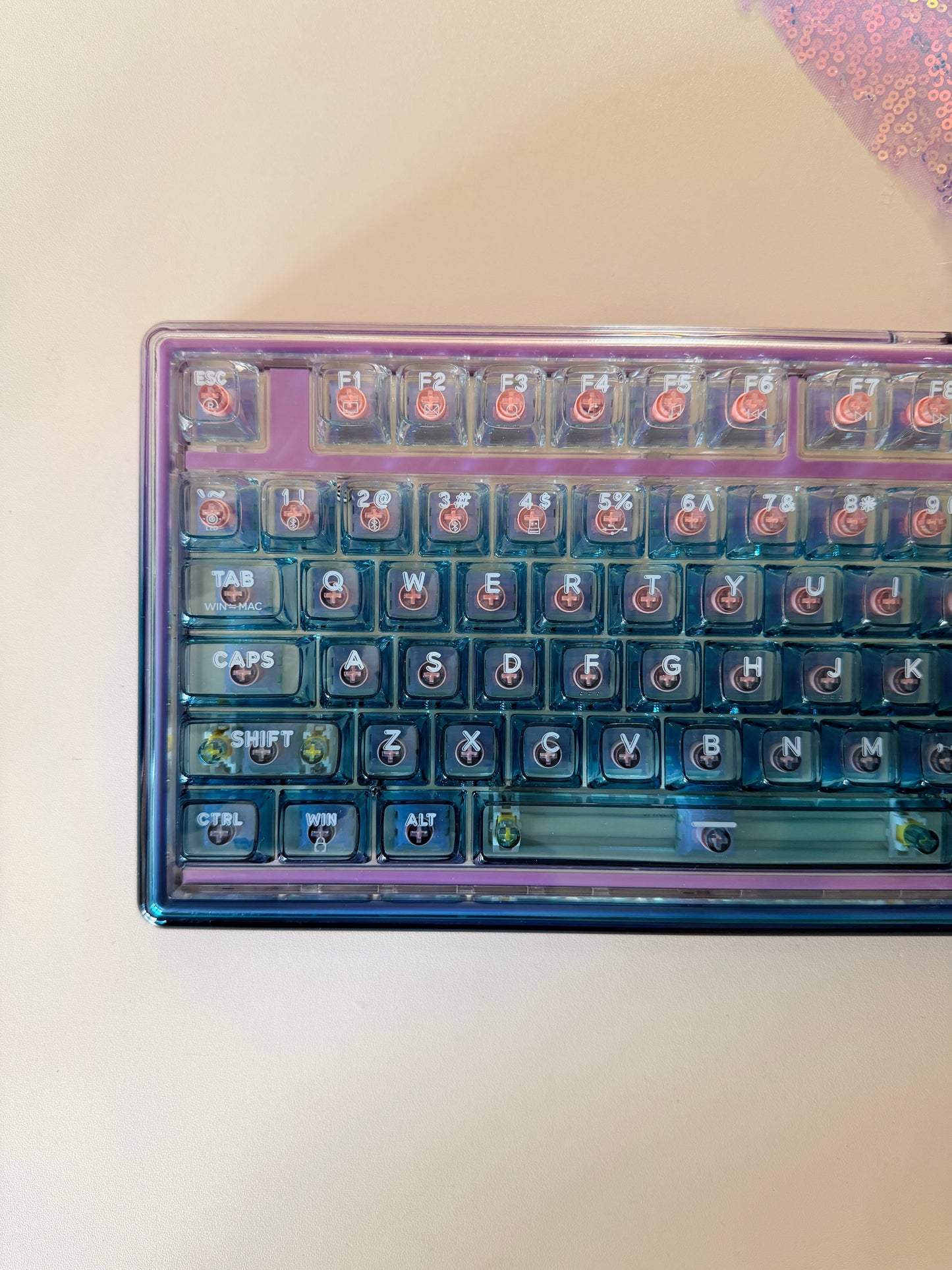 Unboxing Sample For Sales ONLY 1 Instock Prebuilt Einperr Base99 Wireless Mechanical Keyboard with PC Transparent Keycaps, Hot Swappable Custom Keyboard with Number Pad, RGB Backlit, Lulu Switch for Windows Mac - Cosmic Violet