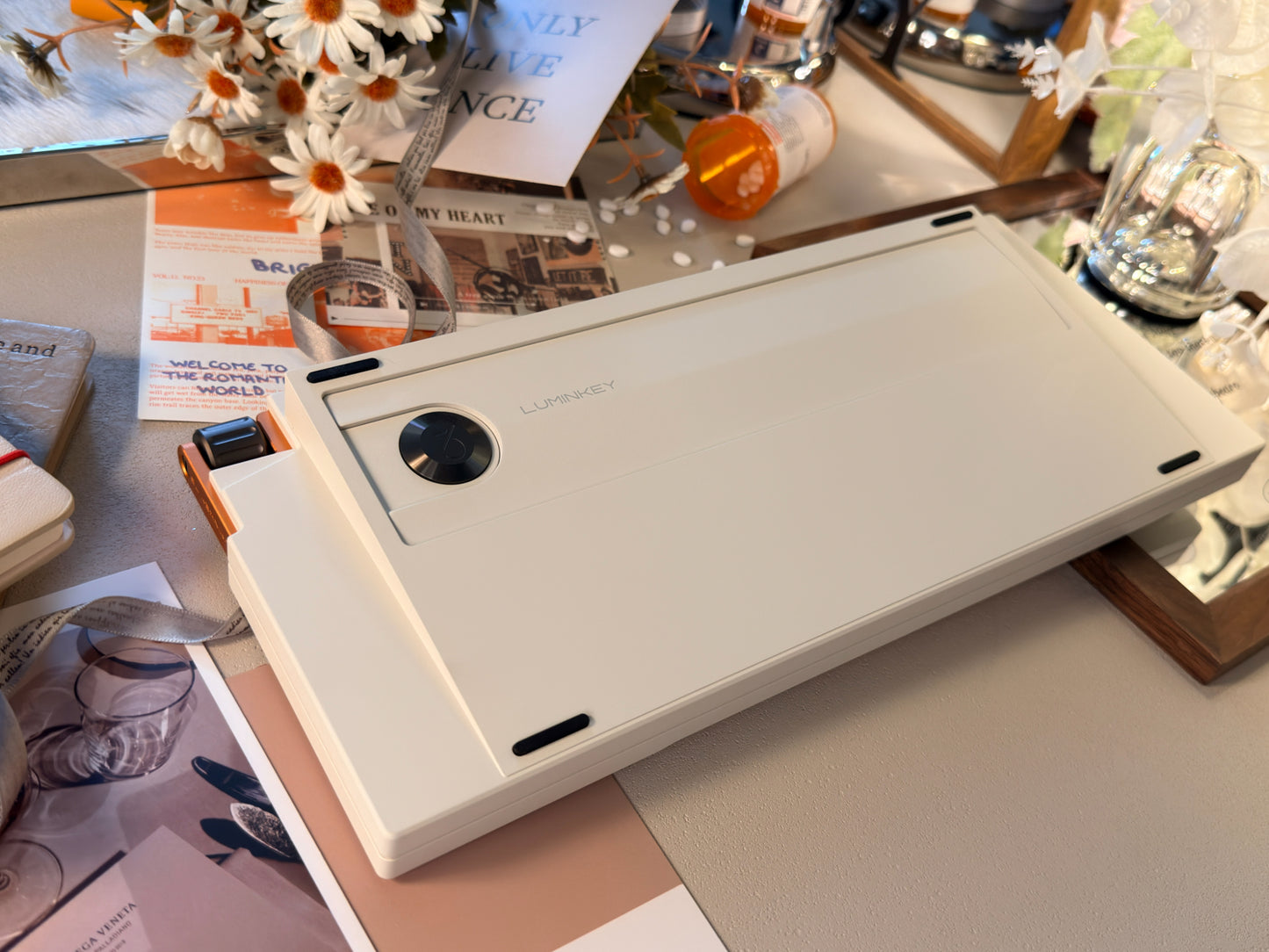Unboxing Sample For Sales ONLY 1 Instock LUMINKEY75 V2 Tri-Mode Custom Mechanical Keyboard Warm Orange-White