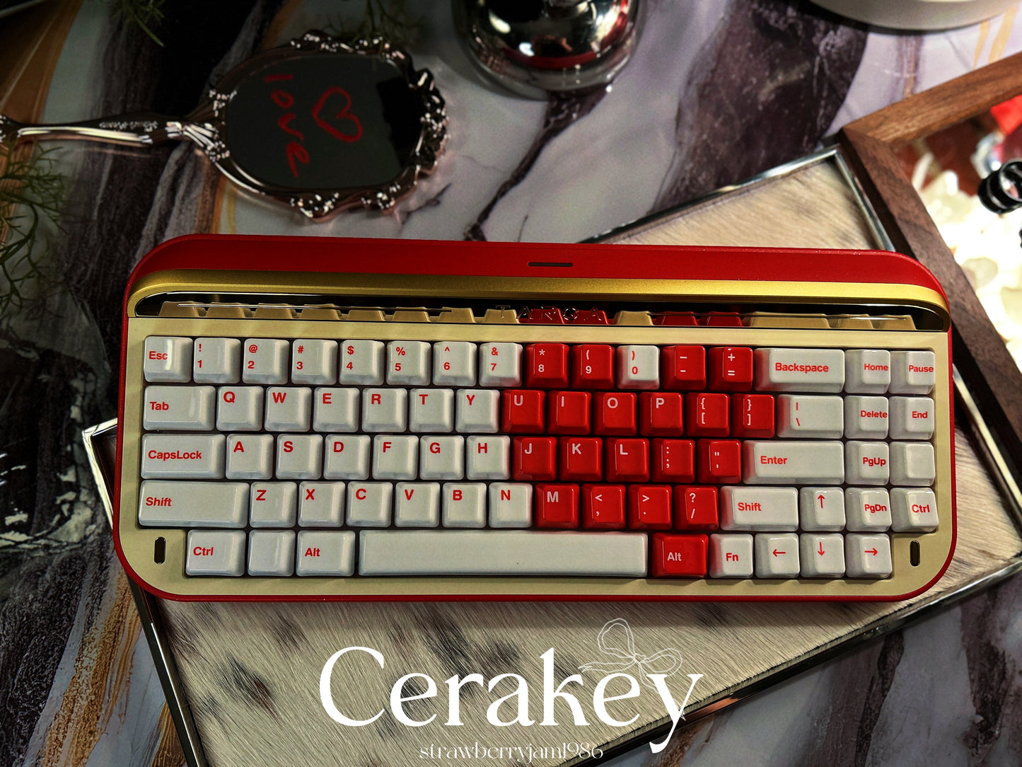 ONLY 1 INSTOCK Prebuilt Aluminum Customized Mechanical Keyboard Red Targa65 Cerakey Valentine Heart Set