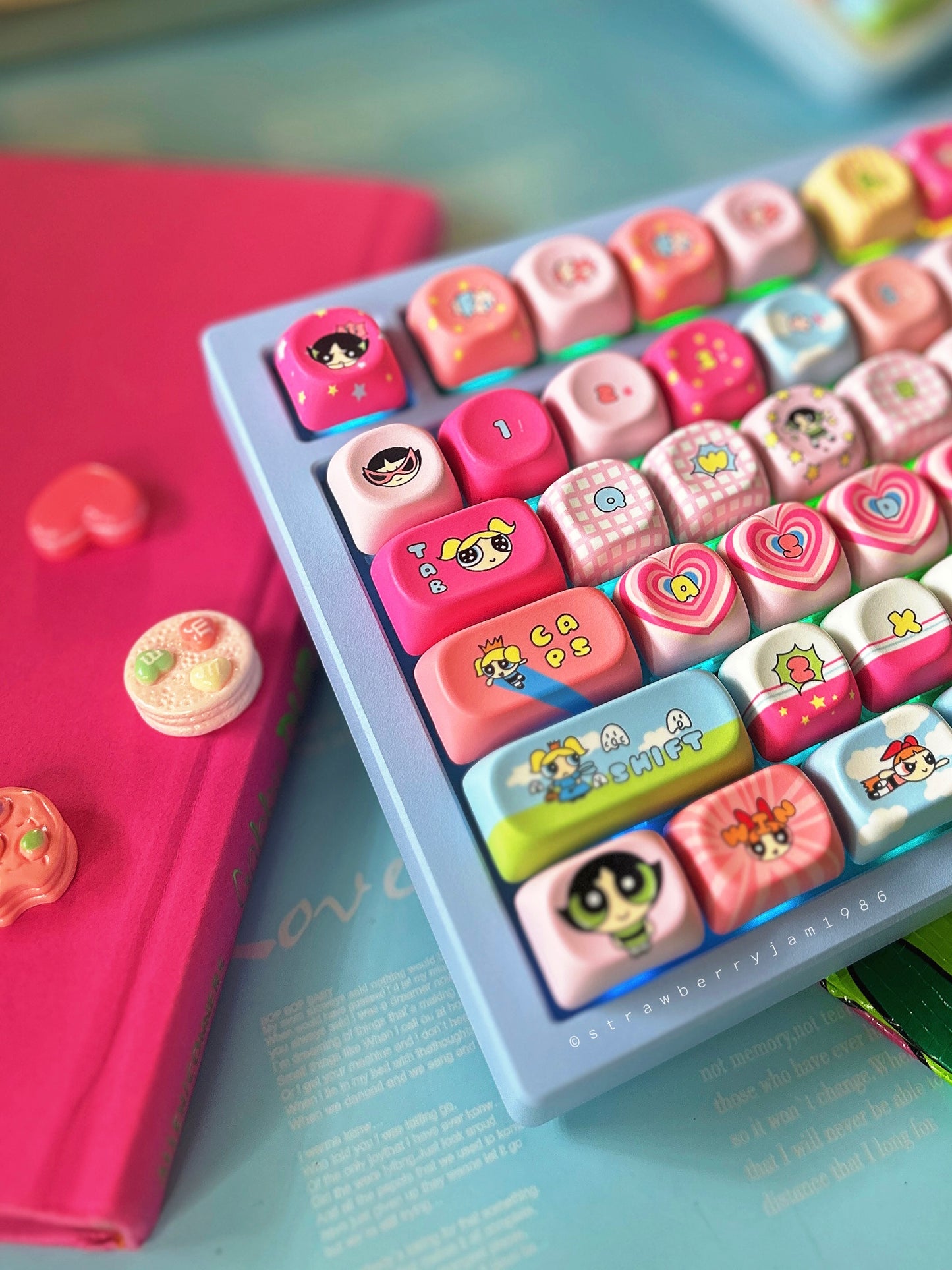 Preorder Prebuilt Aluminum Customized Mechanical Keyboard Galaxy80 Set With The Powerpuff Girl Keycap