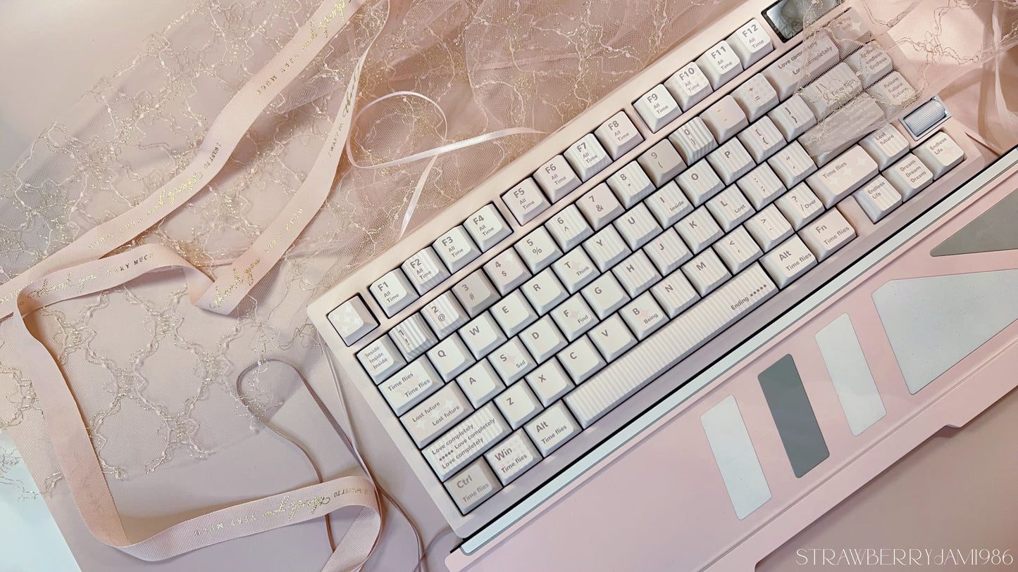 【PREORDER】Prebuilt ZOOM75 TIGA strawberry icecream pastel Pink tri_mode Aluminum Customized Mechanical Keyboard set (not including number pad nor wristrest)