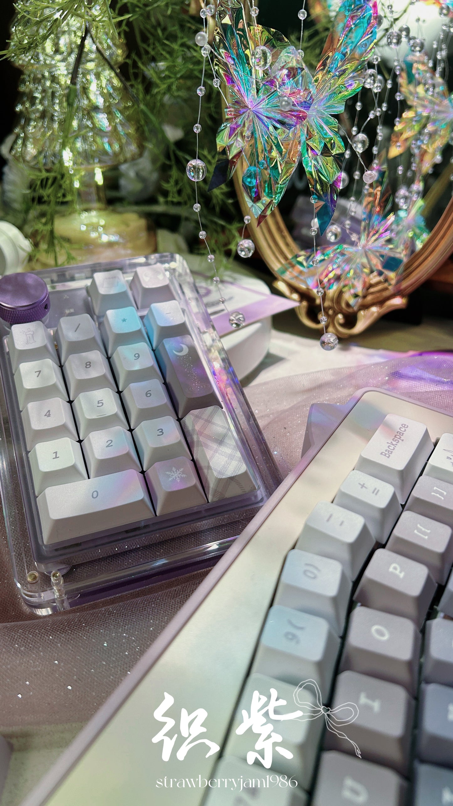 ONLY 1 INSTOCK Prebuilt Aluminum Customized Mechanical Keyboard PURPULE KITTENALICE ERGONOMIC CAT KEYBOARD SET with Wristrest