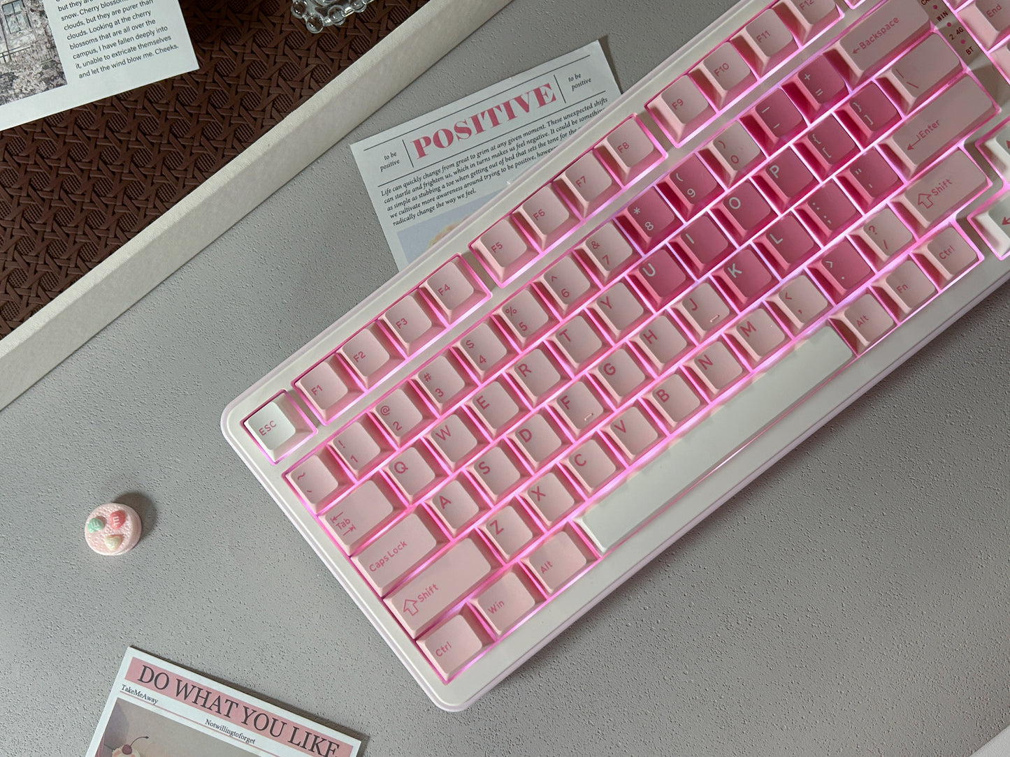 Unboxing Sample For Sales ONLY 1 Instock Pink Heart YUNZII B75 PRO Wireless Mechanical Keyboard,75% Layout with Knob,Hot Swap Gasket Custom Structure,Creamy Pre-lubed Switches,RGB Backlit,Bluetooth/Type-C/2.4G for Win/Mac(Milk Switch,Pink)