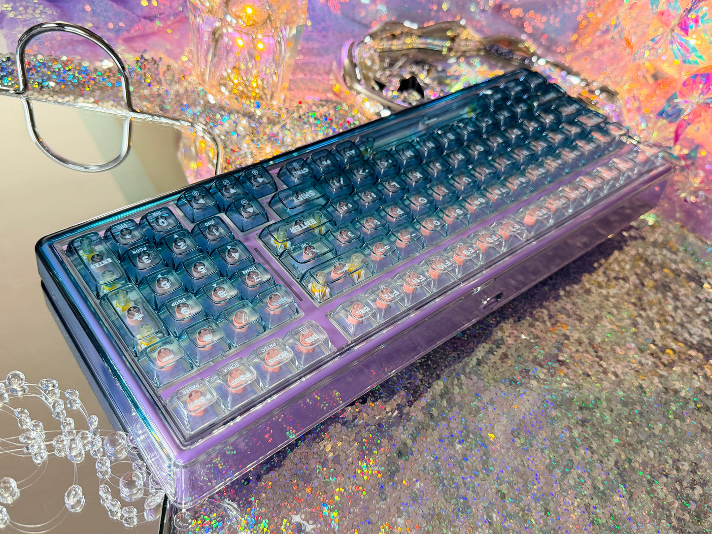 Unboxing Sample For Sales ONLY 1 Instock Prebuilt Einperr Base99 Wireless Mechanical Keyboard with PC Transparent Keycaps, Hot Swappable Custom Keyboard with Number Pad, RGB Backlit, Lulu Switch for Windows Mac - Cosmic Violet