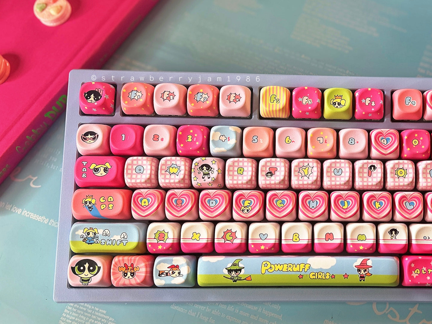 Preorder Prebuilt Aluminum Customized Mechanical Keyboard Galaxy80 Set With The Powerpuff Girl Keycap