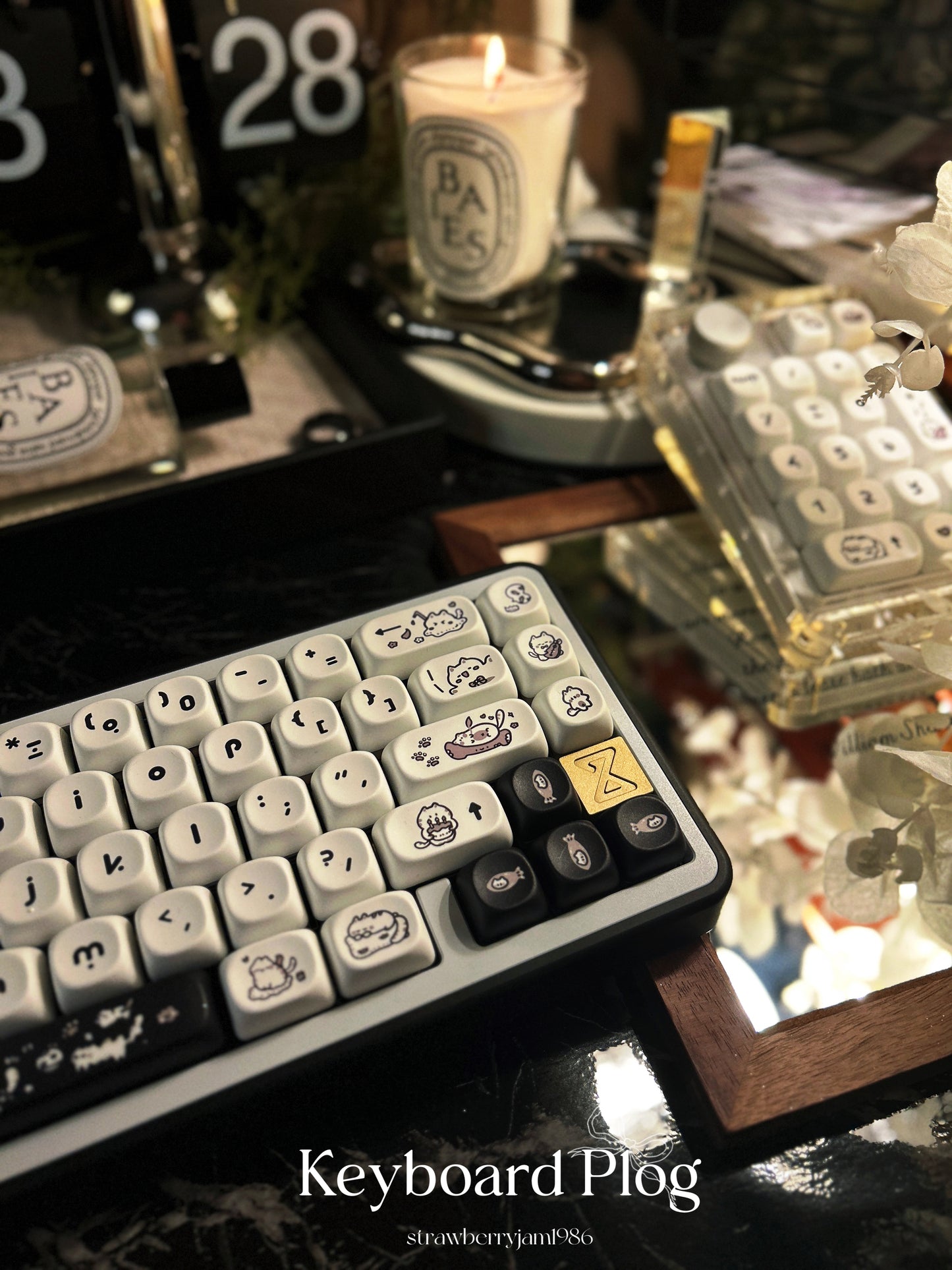 ONLY 1 INSTOCK Prebuilt Aluminum Customized Mechanical Keyboard BUFF65 BLACK White Creamy Thocky Set(not including number pad)