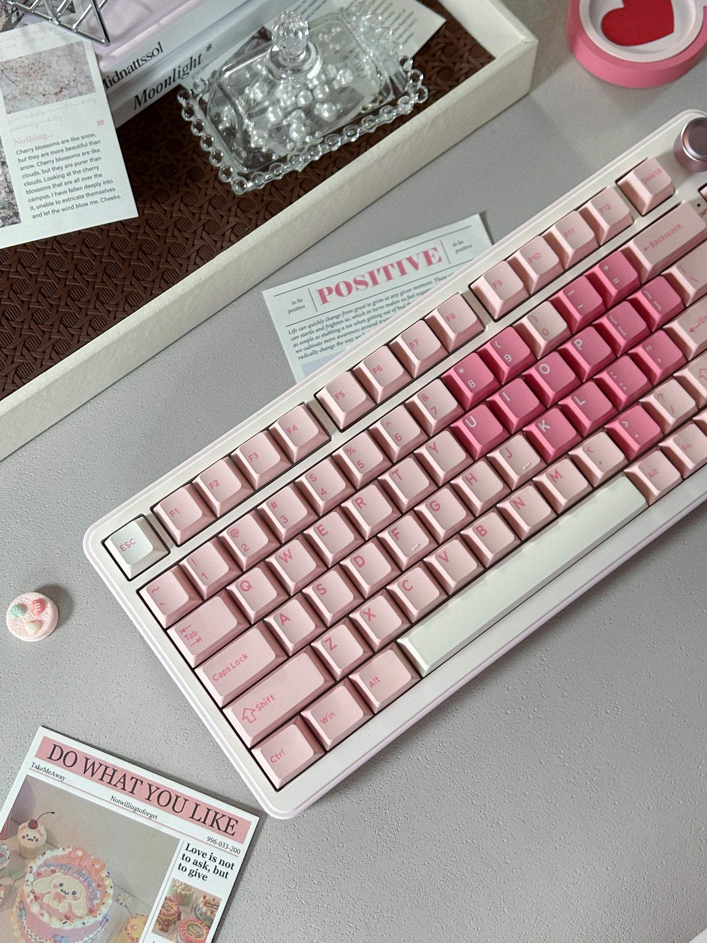 Unboxing Sample For Sales ONLY 1 Instock Pink Heart YUNZII B75 PRO Wireless Mechanical Keyboard,75% Layout with Knob,Hot Swap Gasket Custom Structure,Creamy Pre-lubed Switches,RGB Backlit,Bluetooth/Type-C/2.4G for Win/Mac(Milk Switch,Pink)