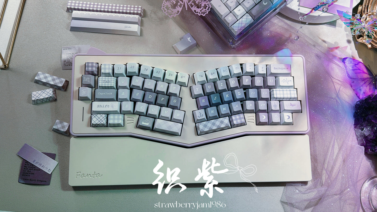 ONLY 1 INSTOCK Prebuilt Aluminum Customized Mechanical Keyboard PURPULE KITTENALICE ERGONOMIC CAT KEYBOARD SET with Wristrest