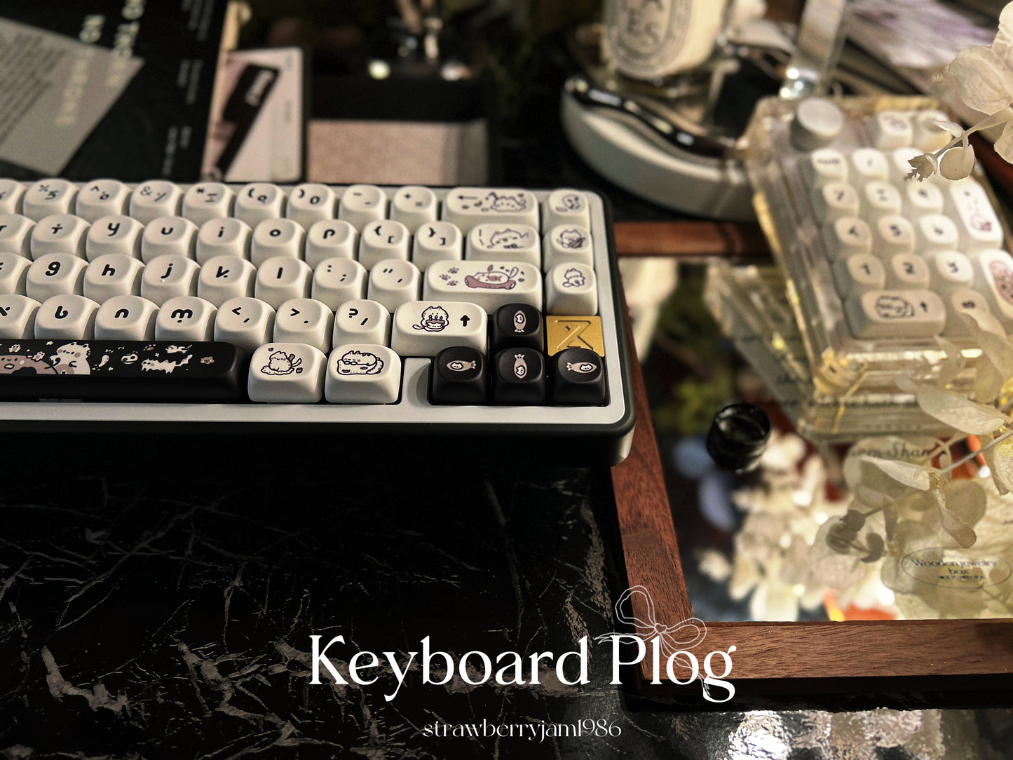 ONLY 1 INSTOCK Prebuilt Aluminum Customized Mechanical Keyboard BUFF65 BLACK White Creamy Thocky Set(not including number pad)