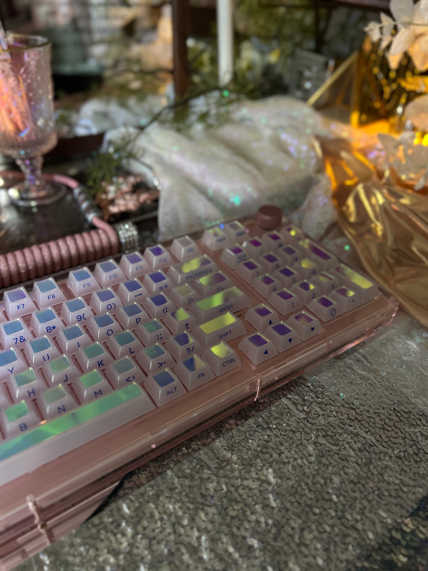 #0164 Cloud Edge Butterfly Phantom Laser Keycap Side Engraved Multi-sided Color-changing Keycap Cherry Profile