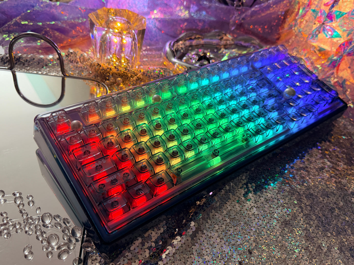 Unboxing Sample For Sales ONLY 1 Instock Prebuilt Einperr Base99 Wireless Mechanical Keyboard with PC Transparent Keycaps, Hot Swappable Custom Keyboard with Number Pad, RGB Backlit, Lulu Switch for Windows Mac - Cosmic Violet