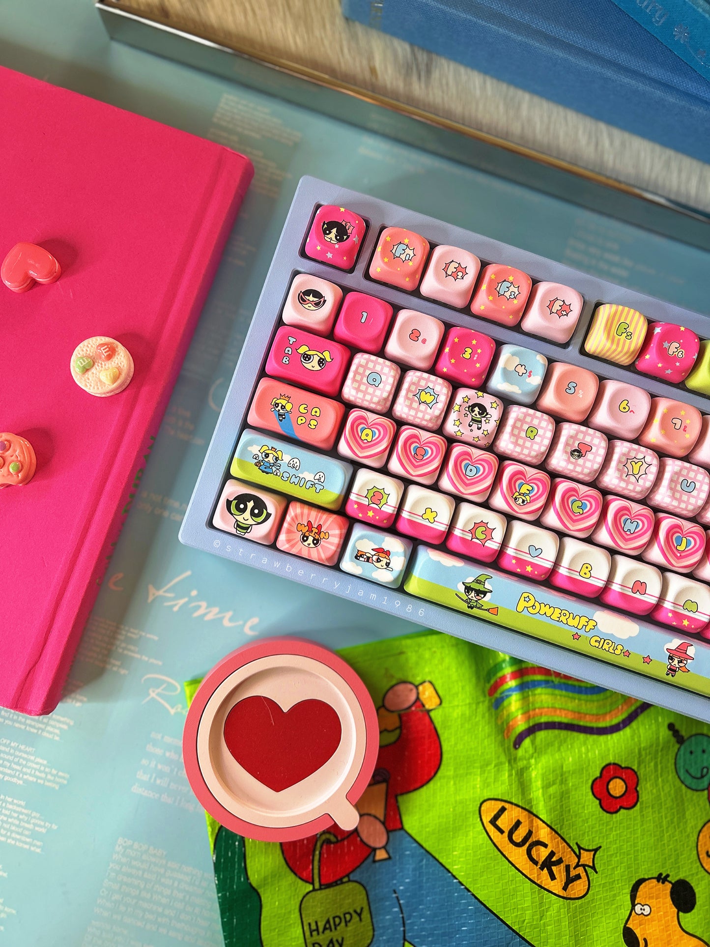 Preorder Prebuilt Aluminum Customized Mechanical Keyboard Galaxy80 Set With The Powerpuff Girl Keycap