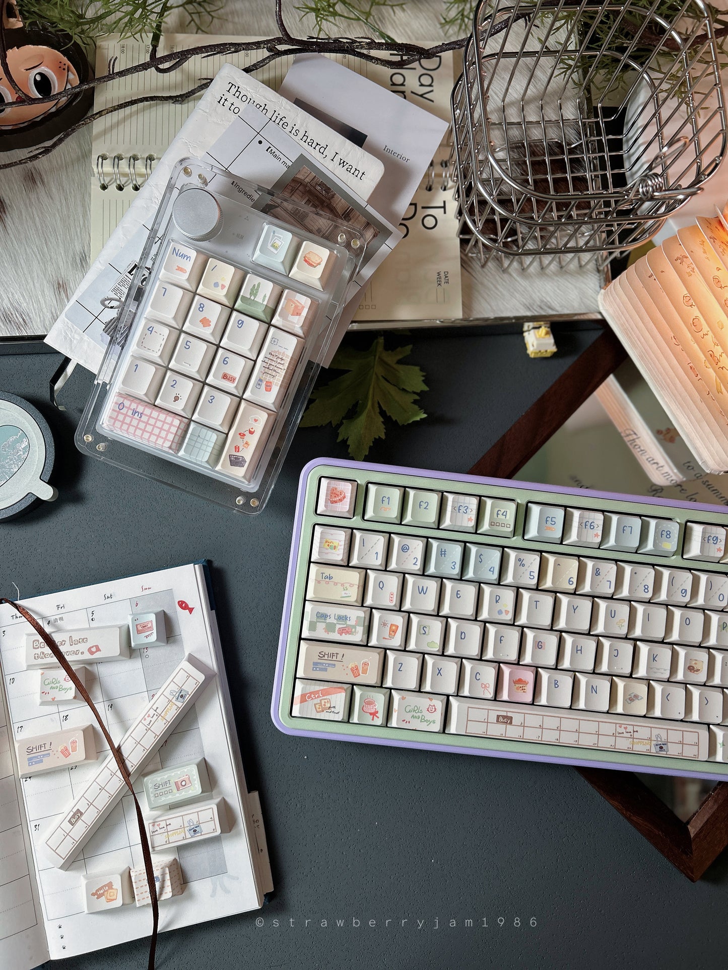 ONLY 1 instock Prebuilt Aluminum Customized Mechanical Keyboard Rose80 Green Purple Little Prince Set