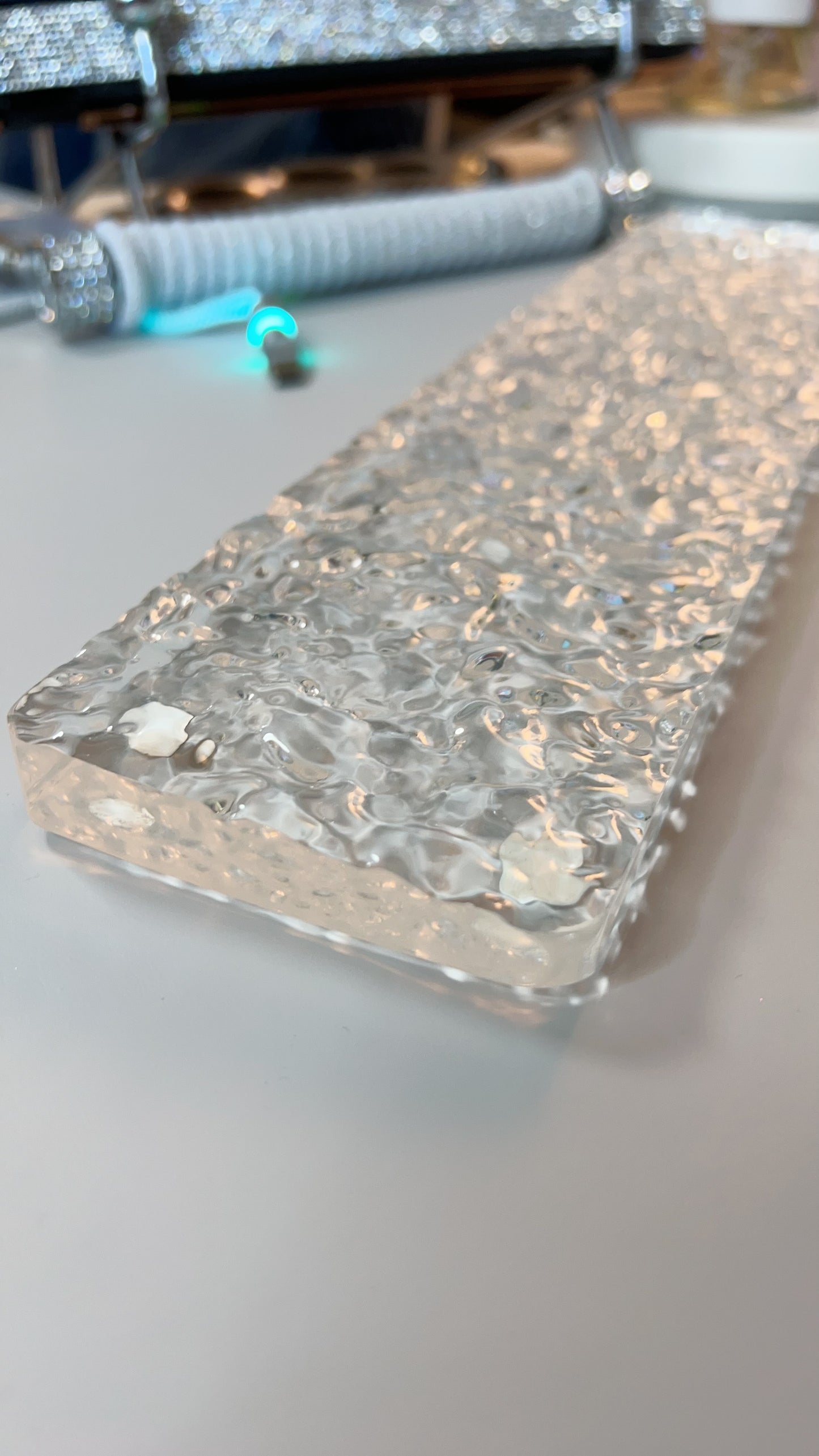 Black/ White Transparent Crystal Clear Acrylic Ice Water Ripple Keyboard Hand Rest Wrist Rest Board(ONLY Wristrest not including keyboard or cable)