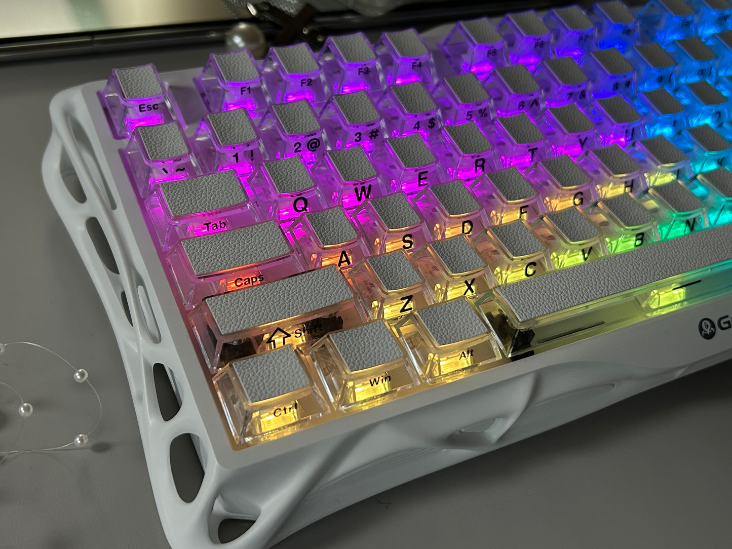 Unboxing Sample For Sales ONLY 1 Instock Prebuilt Aluminum Customized Mechanical Keyboard Gravastar MERCURY K1 lite white with leather-top special Keycaps
