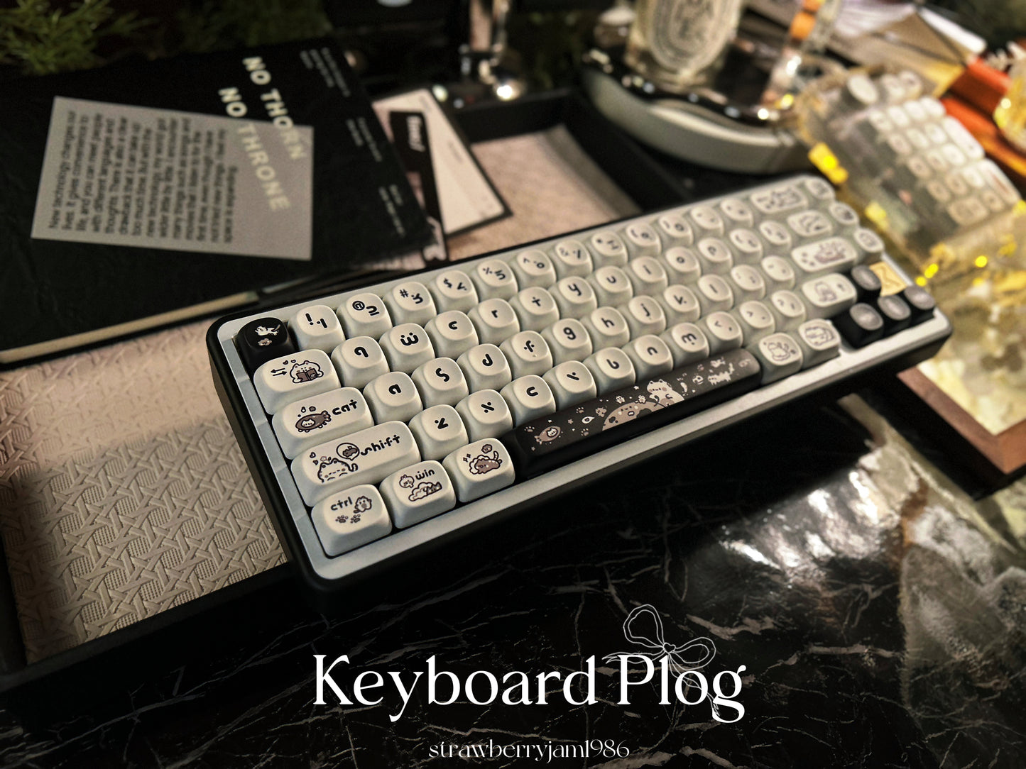 ONLY 1 INSTOCK Prebuilt Aluminum Customized Mechanical Keyboard BUFF65 BLACK White Creamy Thocky Set(not including number pad)
