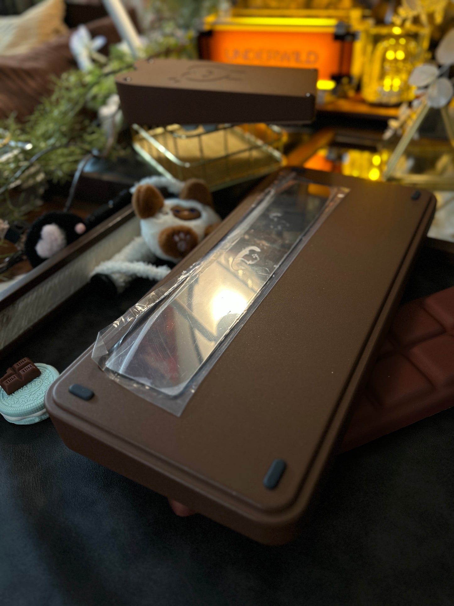 ONLY 1 INSTOCK Prebuilt Aluminum Customized Mechanical Keyboard Bear75 Mint Chocolate set with soft Wristrest without the number pad