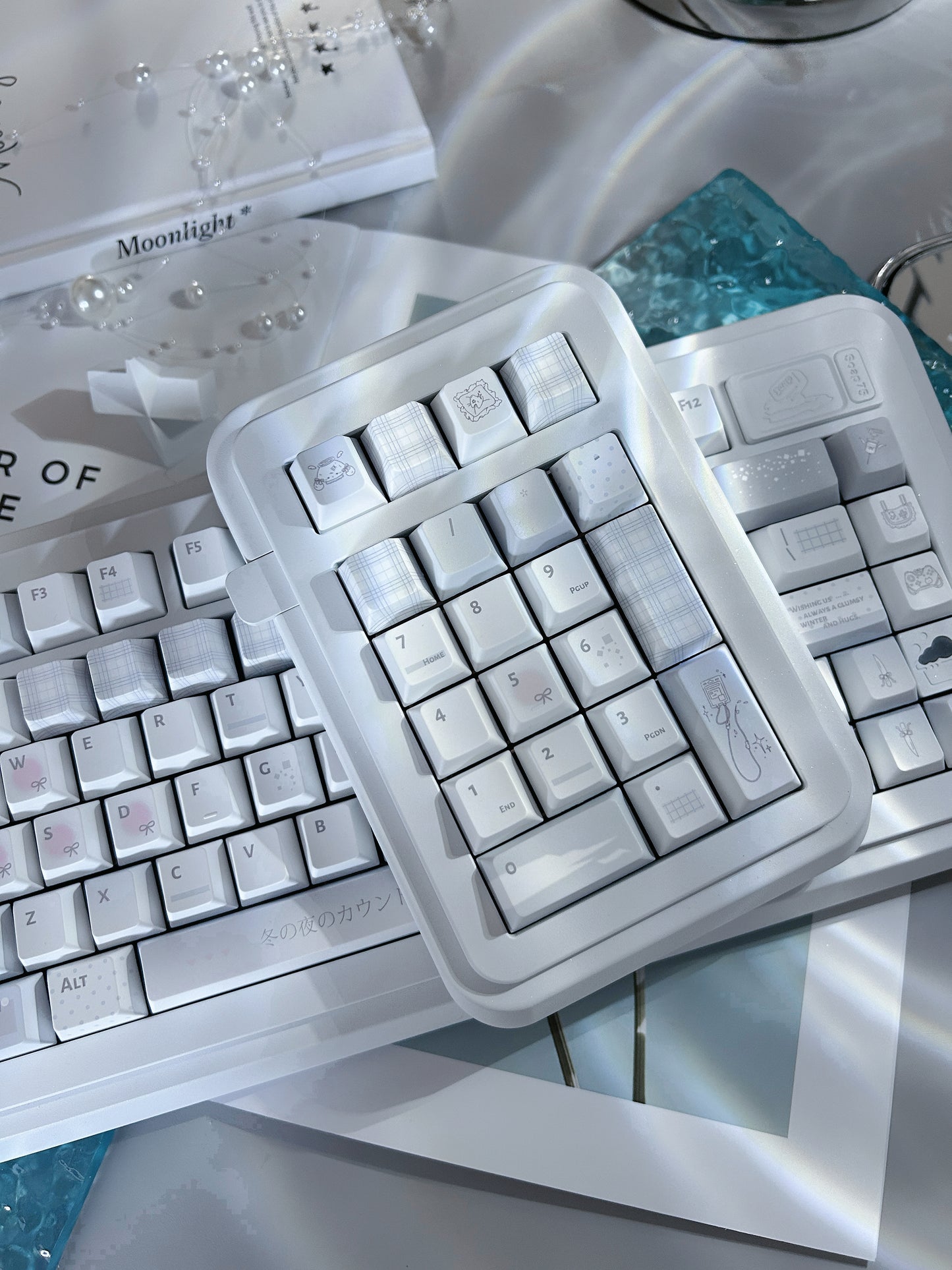 Preorder Prebuilt Aluminum Customized Mechanical Keyboard Soap75 White creamy thocky set