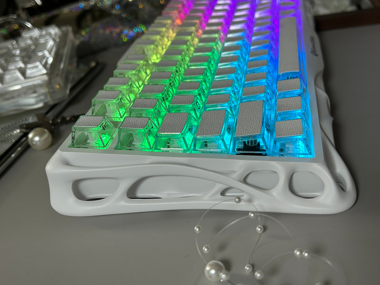 Unboxing Sample For Sales ONLY 1 Instock Prebuilt Aluminum Customized Mechanical Keyboard Gravastar MERCURY K1 lite white with leather-top special Keycaps