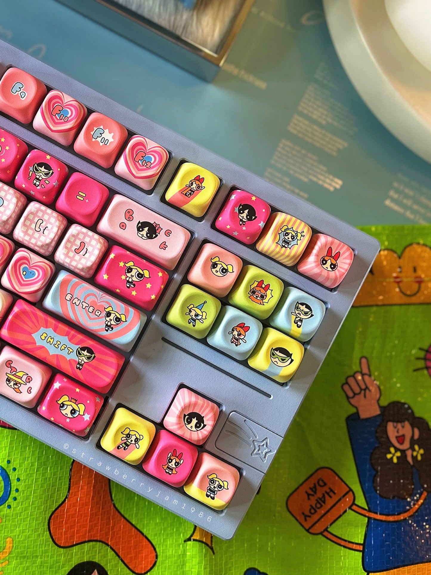 Preorder Prebuilt Aluminum Customized Mechanical Keyboard Galaxy80 Set With The Powerpuff Girl Keycap