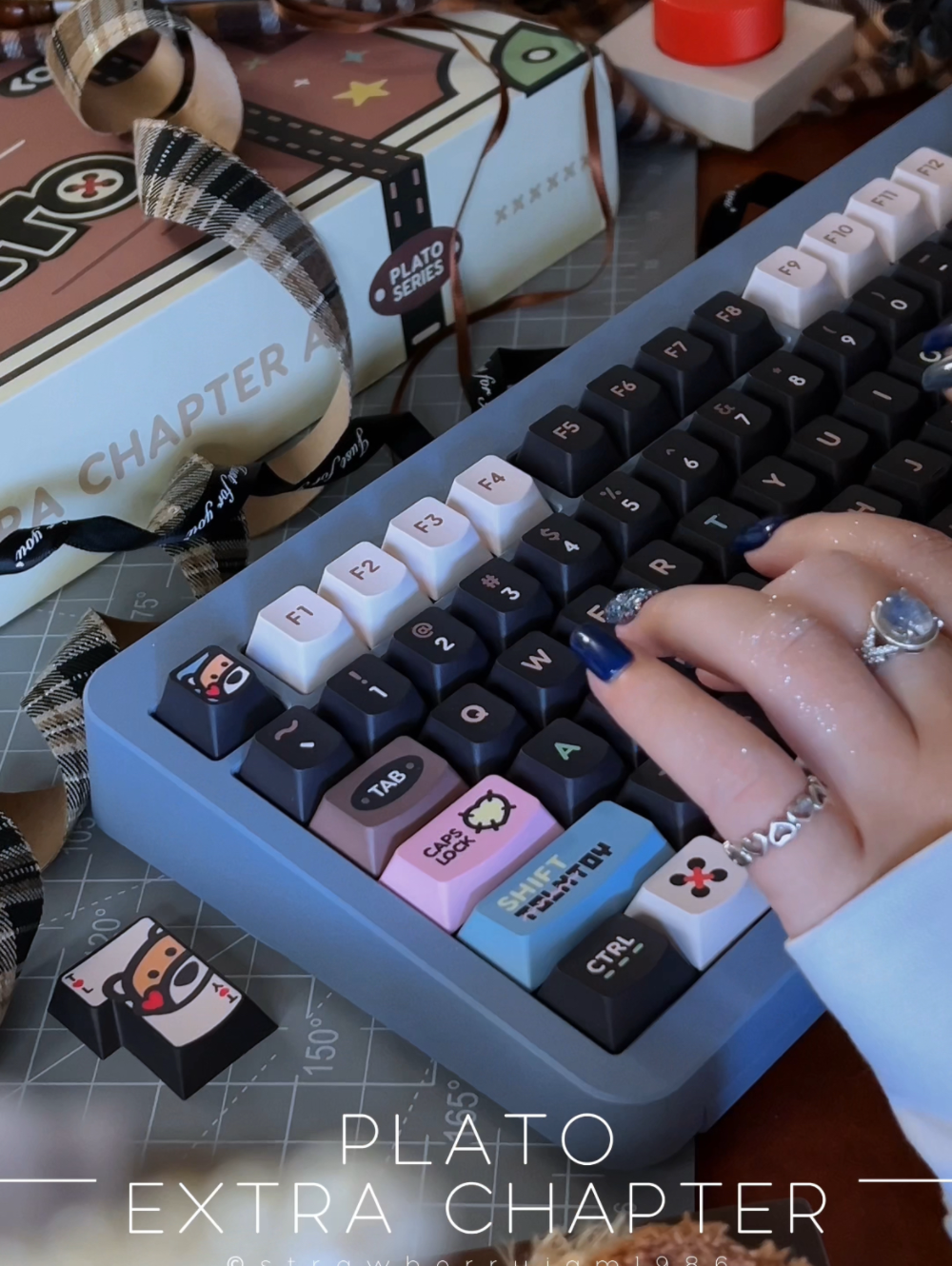 ONLY 1 Instock Prebuilt Aluminum Customized Mechanical Keyboard Matrix Meta75 Istanbul Dirty Blue Set (With Switch & Keycaps)