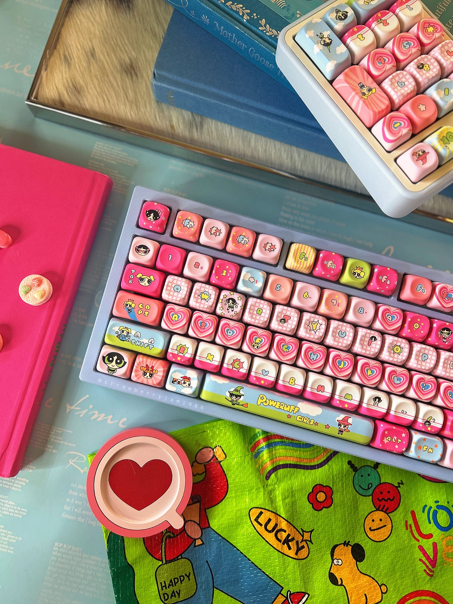 Preorder Prebuilt Aluminum Customized Mechanical Keyboard Galaxy80 Set With The Powerpuff Girl Keycap