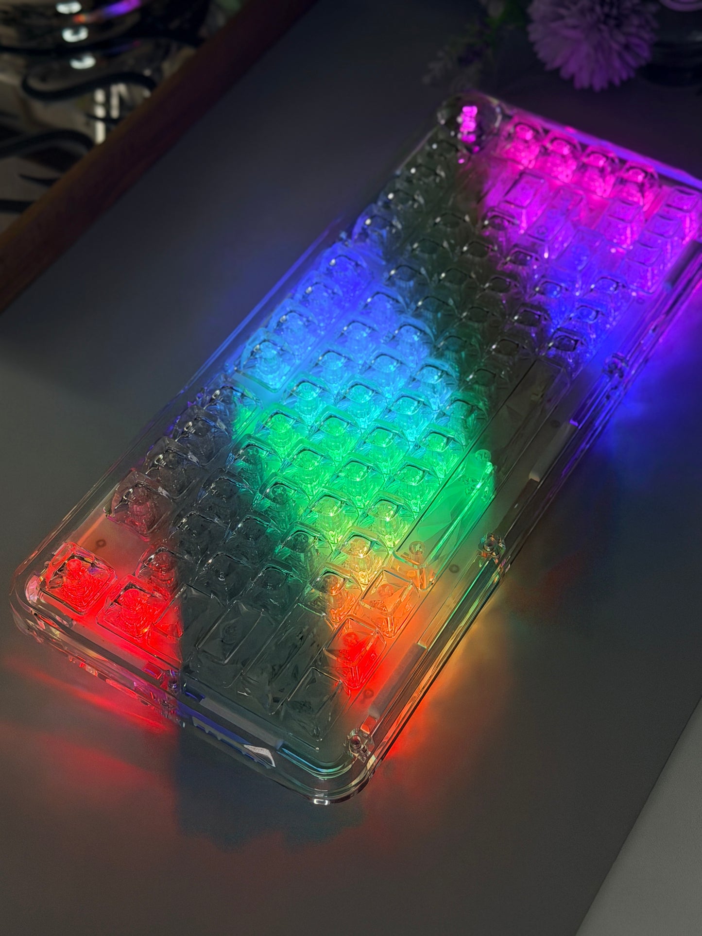 Unboxing Clearance FirstBlood B81 Transparent Mechanical Keyboard ➕ Winter Letter Keycaps(including B81 original clear Keycaps)