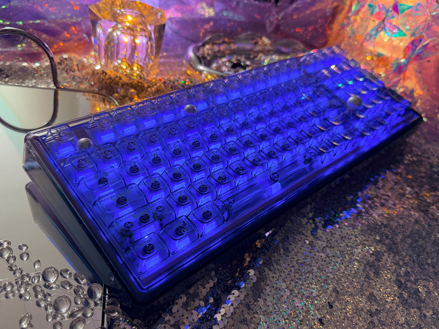 Unboxing Sample For Sales ONLY 1 Instock Prebuilt Einperr Base99 Wireless Mechanical Keyboard with PC Transparent Keycaps, Hot Swappable Custom Keyboard with Number Pad, RGB Backlit, Lulu Switch for Windows Mac - Cosmic Violet