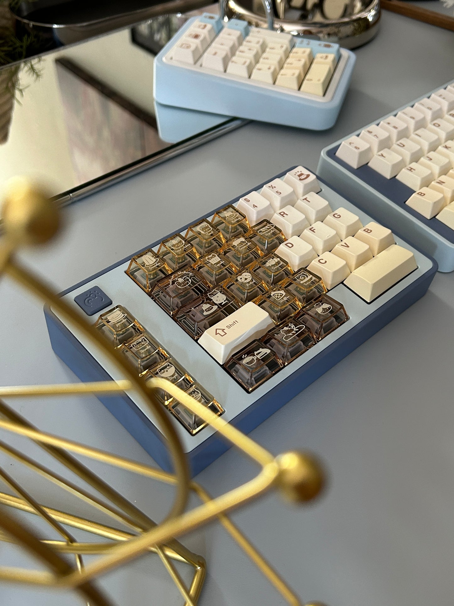 Preorder Prebuilt Aluminum Customized Mechanical Keyboard BLOCKboy split65 dark and light Blue set