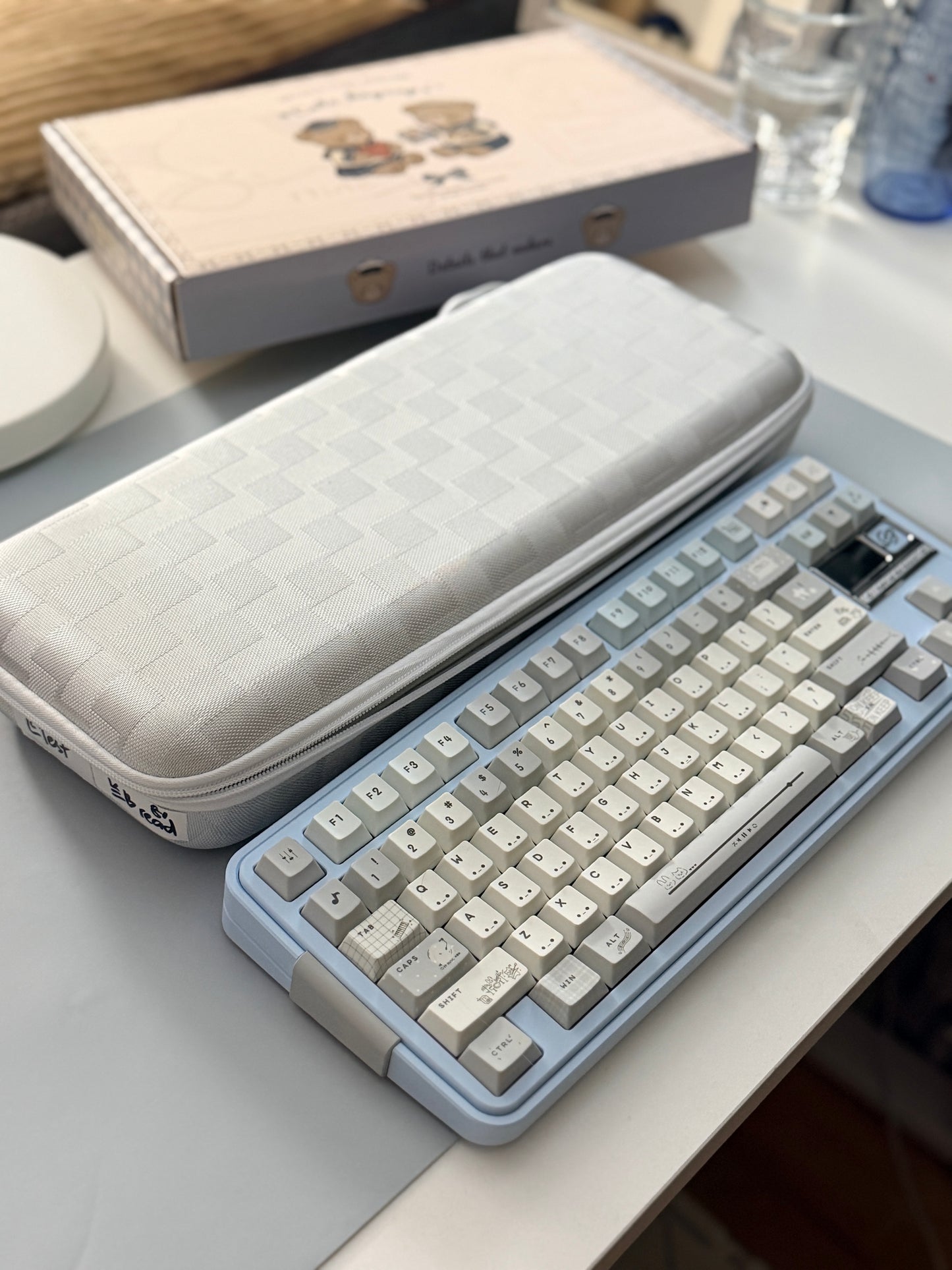 ONLY 1 Instock Prebuilt Aluminum Custom Mechanical Keyboard Bread80 Wireless Pale Blue Set