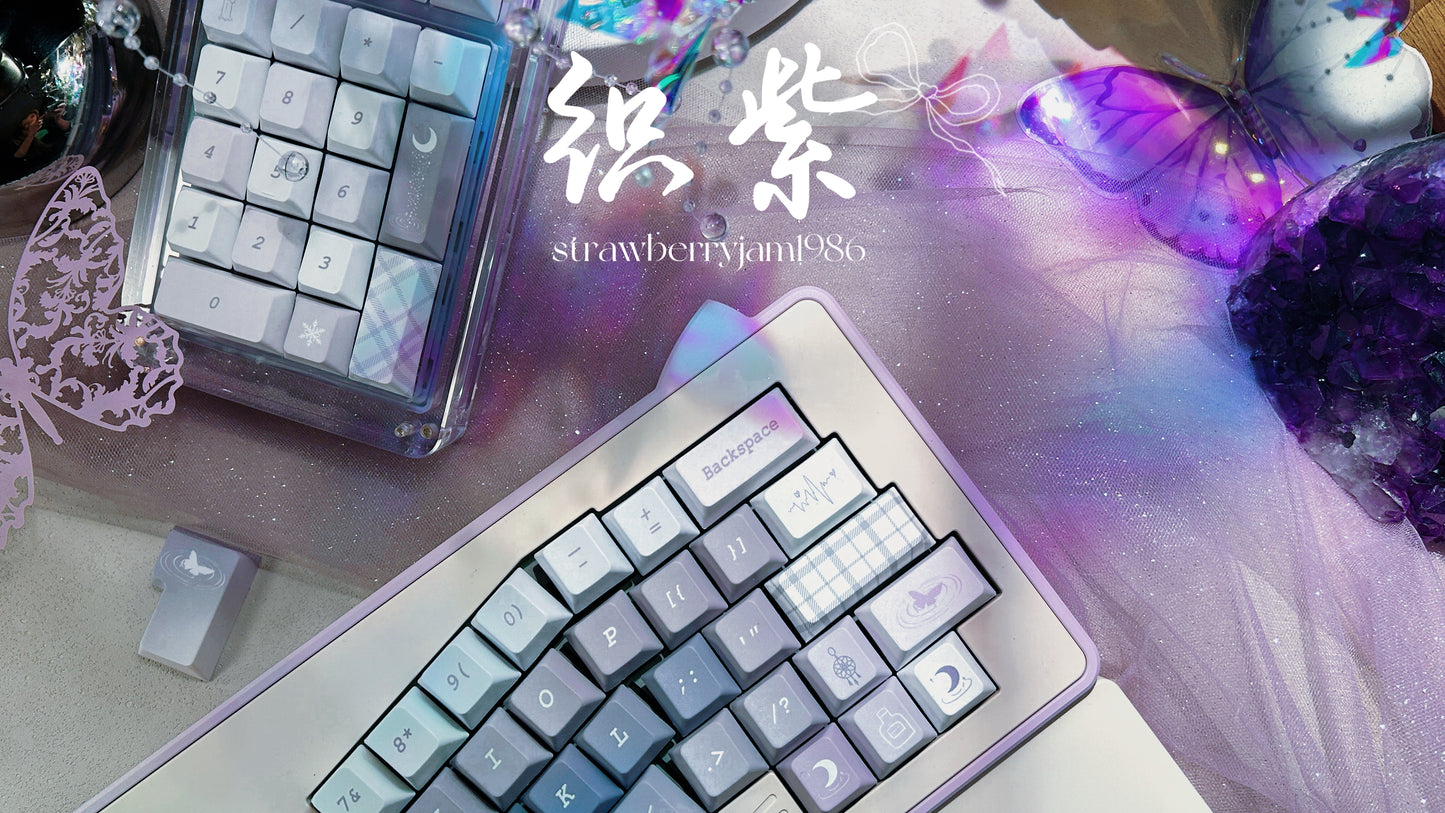 ONLY 1 INSTOCK Prebuilt Aluminum Customized Mechanical Keyboard PURPULE KITTENALICE ERGONOMIC CAT KEYBOARD SET with Wristrest