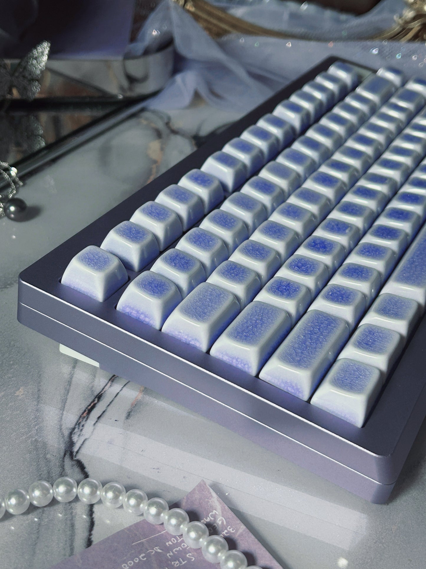 ONLY 1 Instock Prebuilt Aluminum Customized Mechanical Keyboard Silver Purple KiiBOOM Moonshadow kit With Ceramic Keycaps