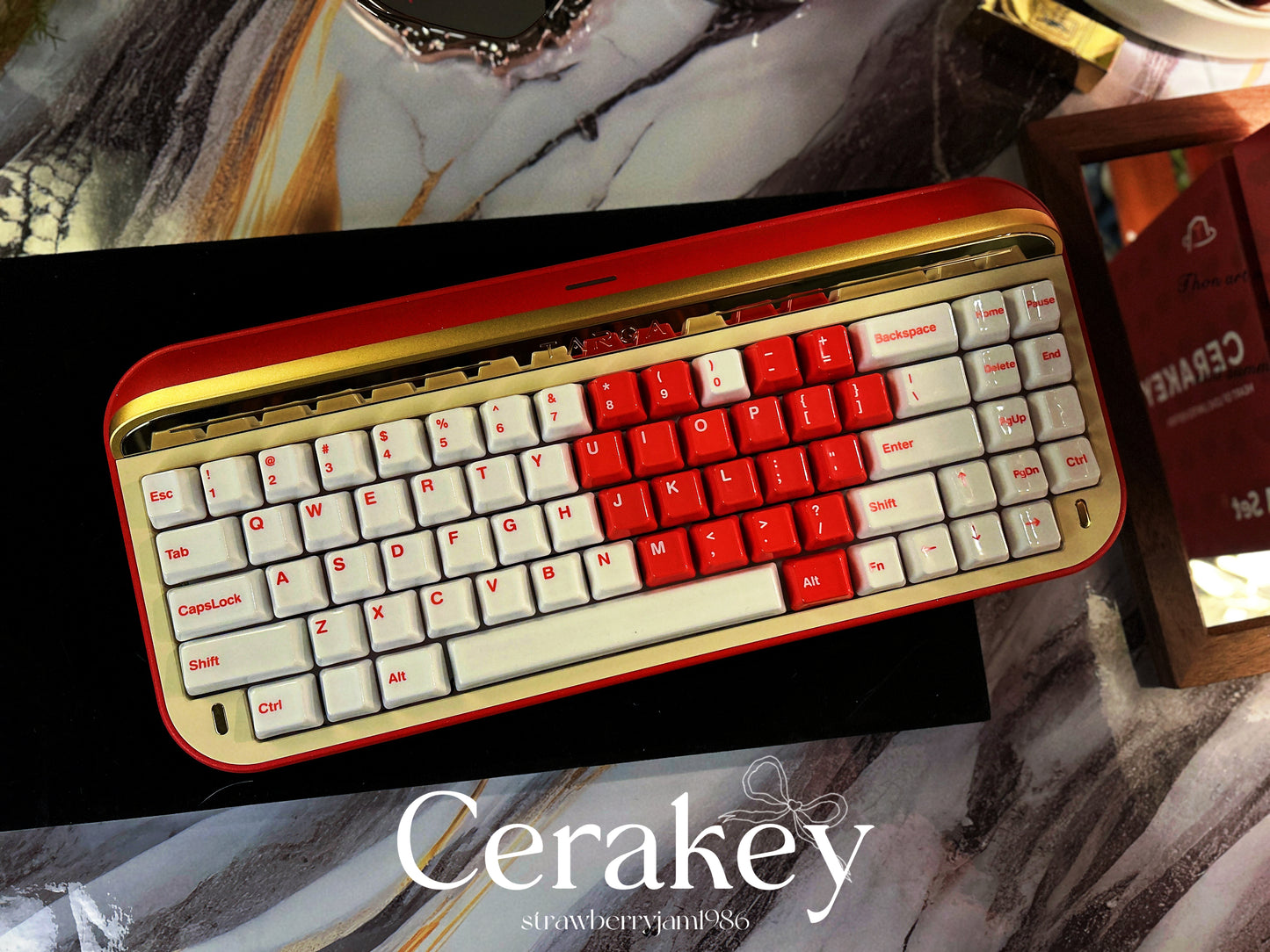 ONLY 1 INSTOCK Prebuilt Aluminum Customized Mechanical Keyboard Red Targa65 Cerakey Valentine Heart Set